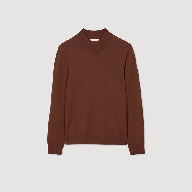 Wool sweater with high neck