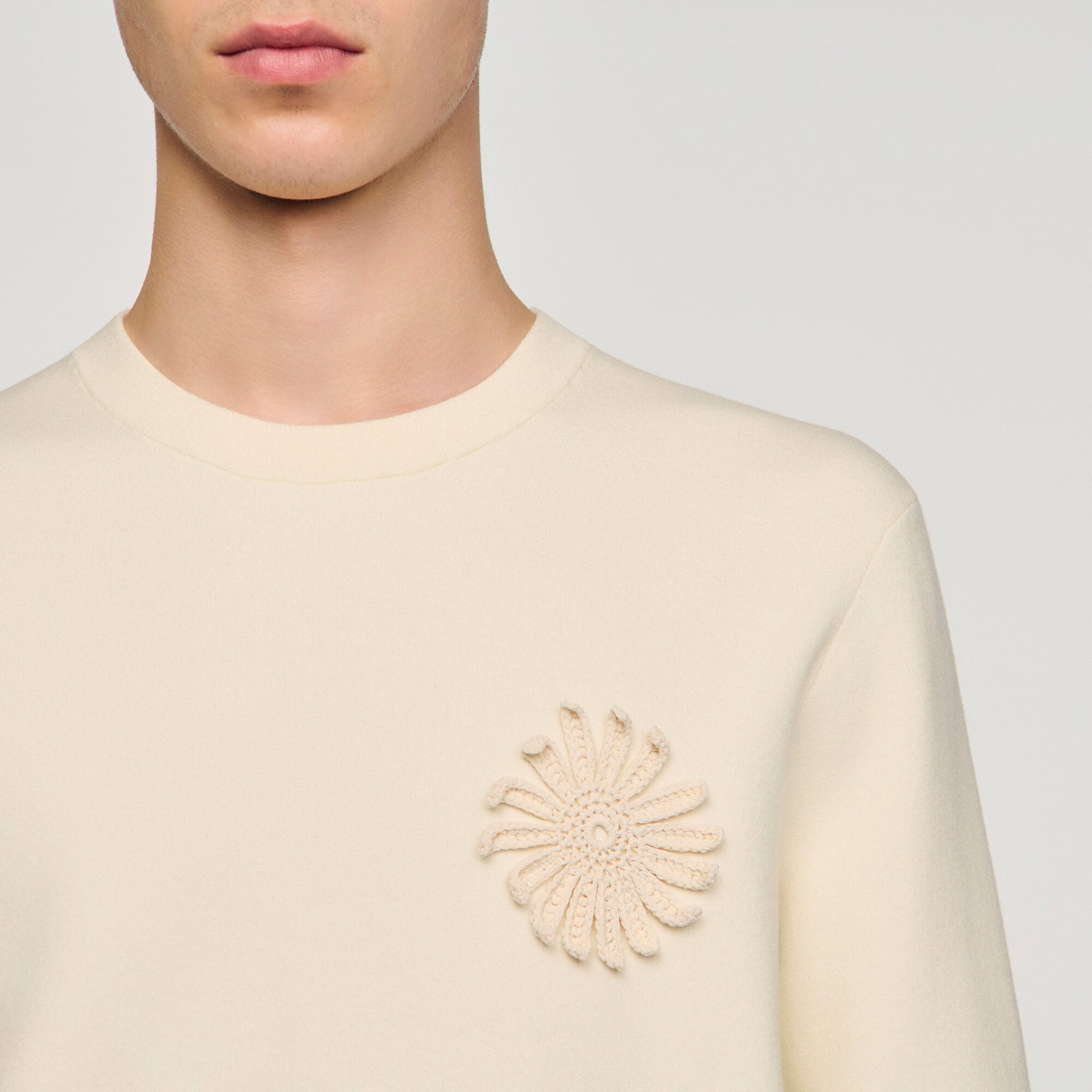 Crochet flower knit sweatshirt
