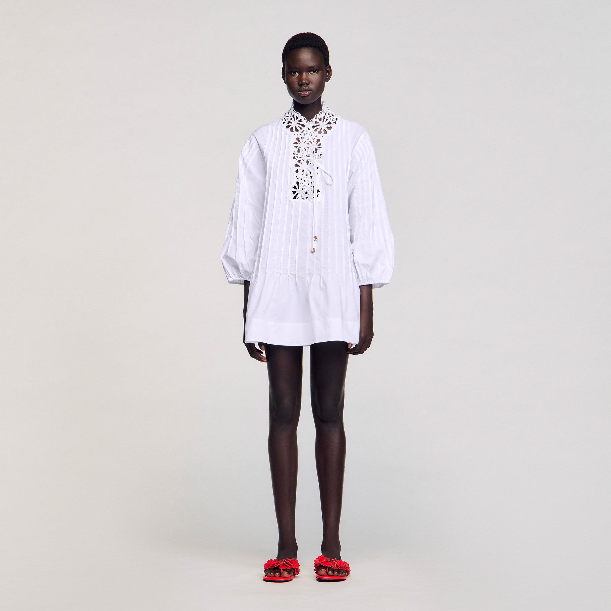 期間限定キャンペーン white detail lace with dress Mini / Sandro | Women For beige ワンピース