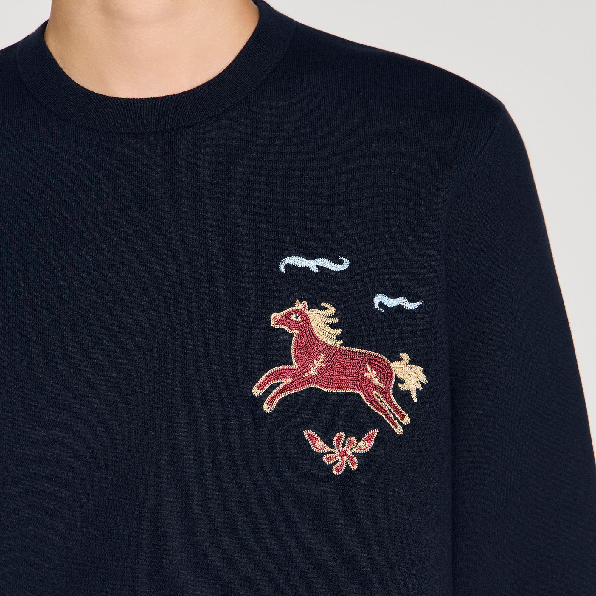 Embroidered horse sweatshirt