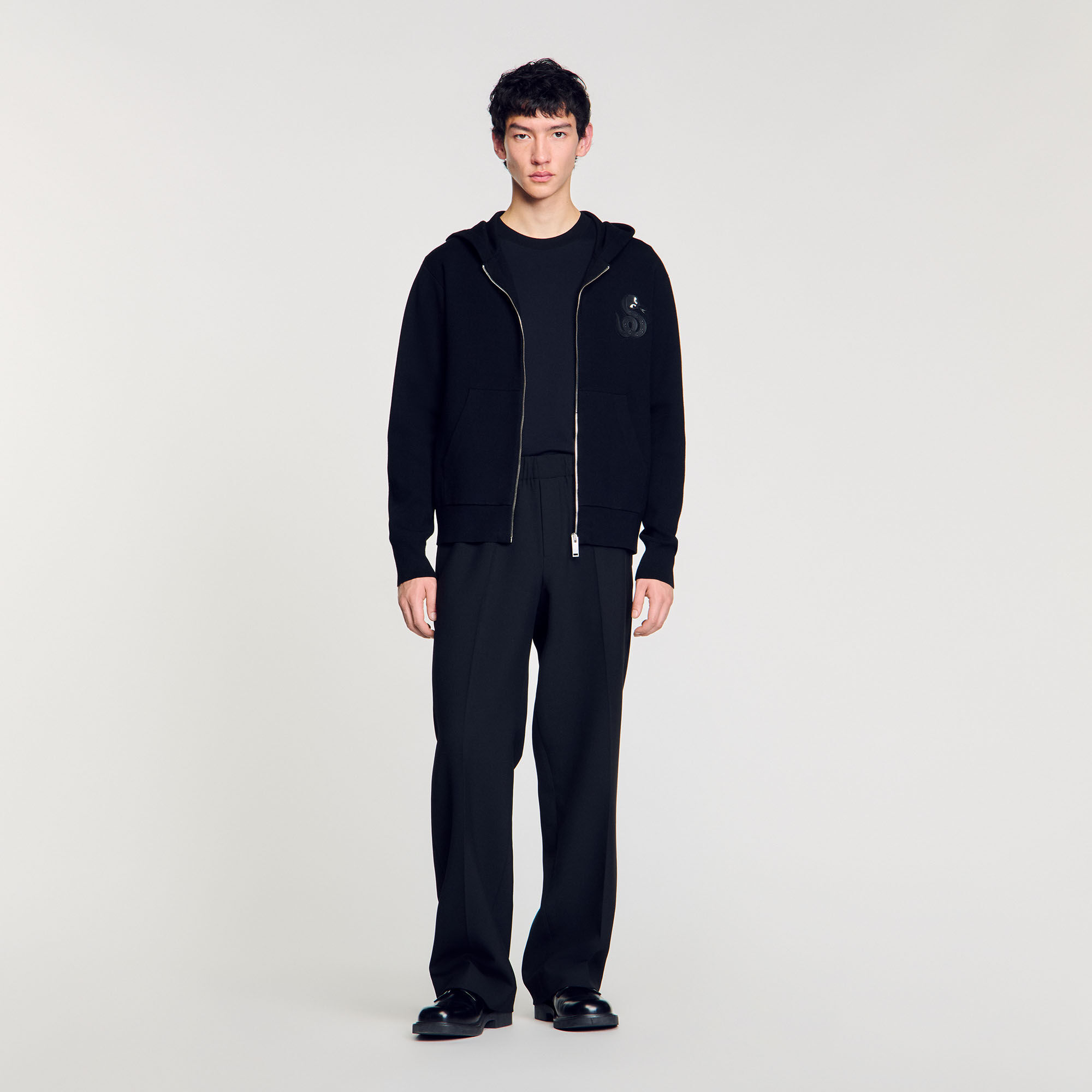 Zip-up cardigan with snake detail black / gray for Men