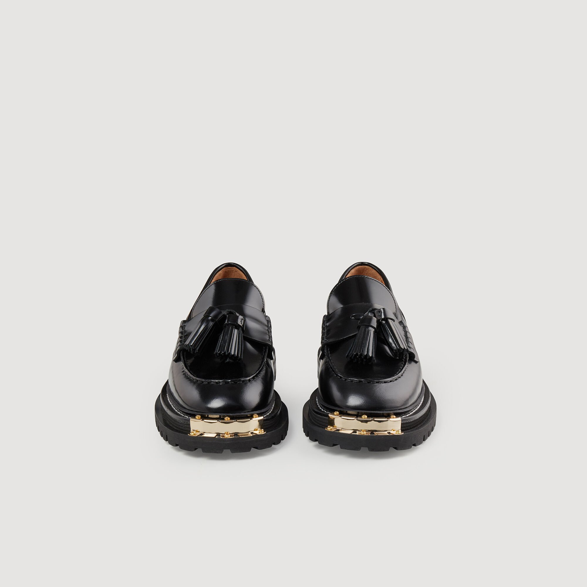 Thick-soled leather loafers
