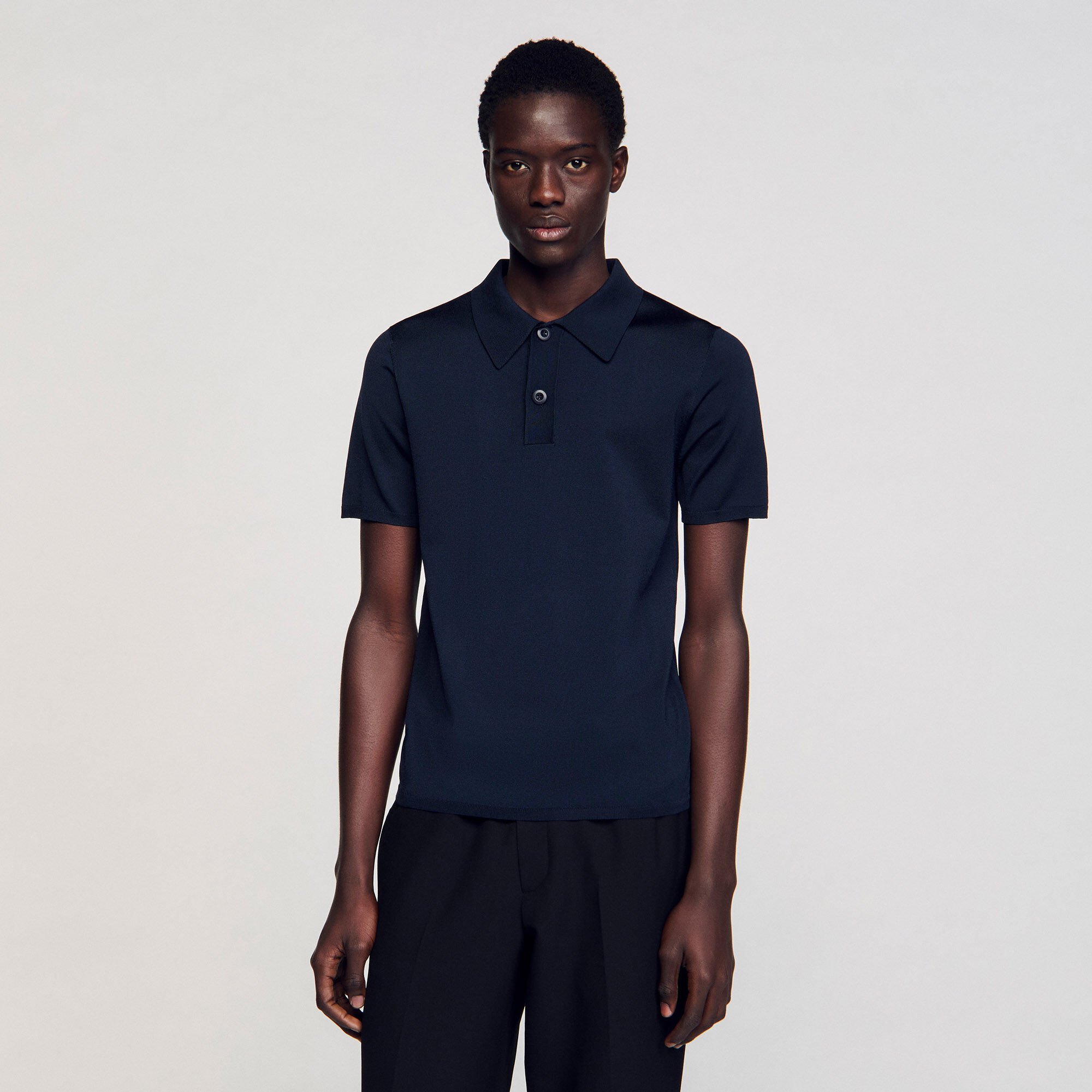 トップス aLORS paris Polo shirt Nectar Knitted polo shirt with zip collar blue for Men | Sandro Paris
