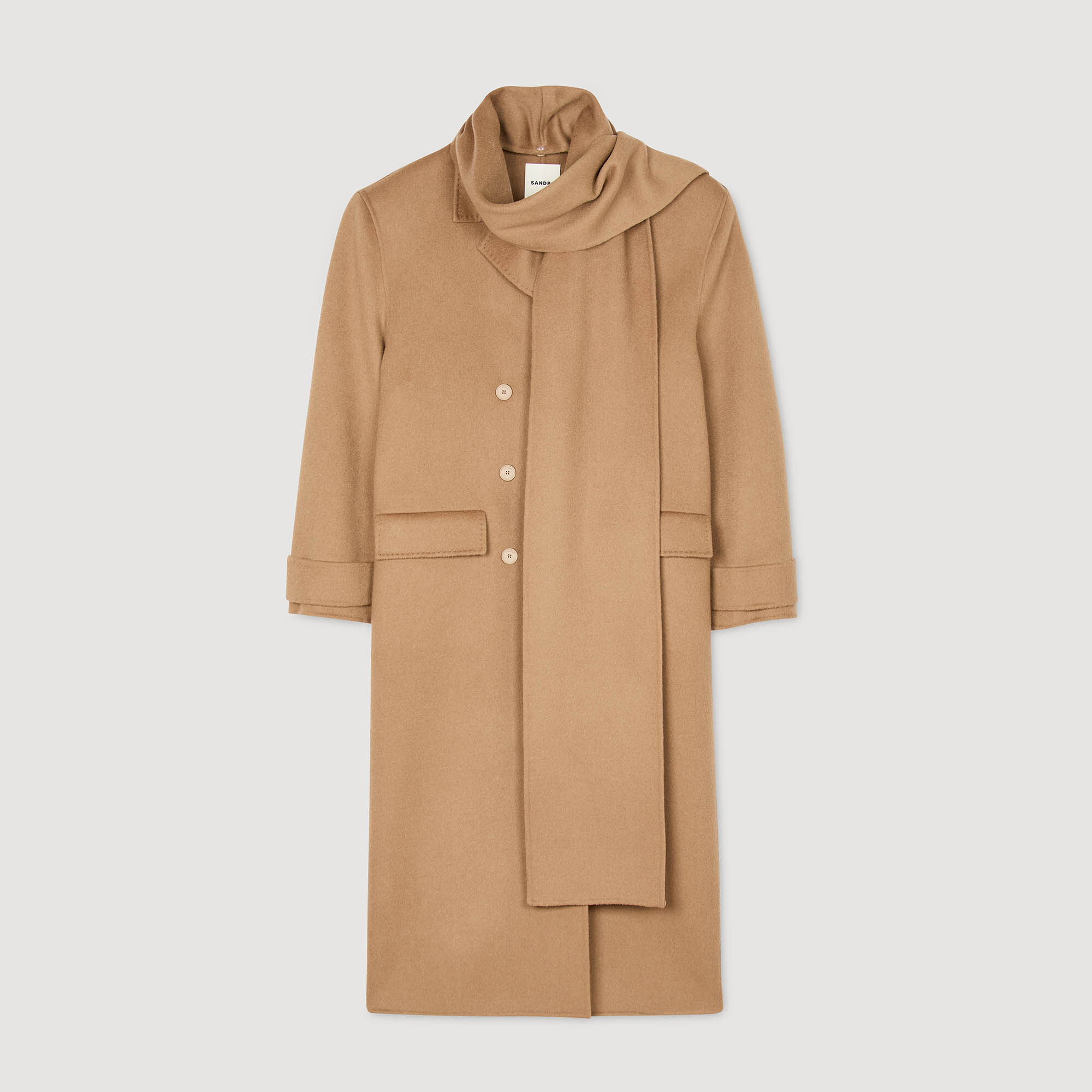 Sandro Parisサンドロ・パリ　ウールジャケットコート　ベージュ　36 Trench coat with rhinestone collar white / beige For Women