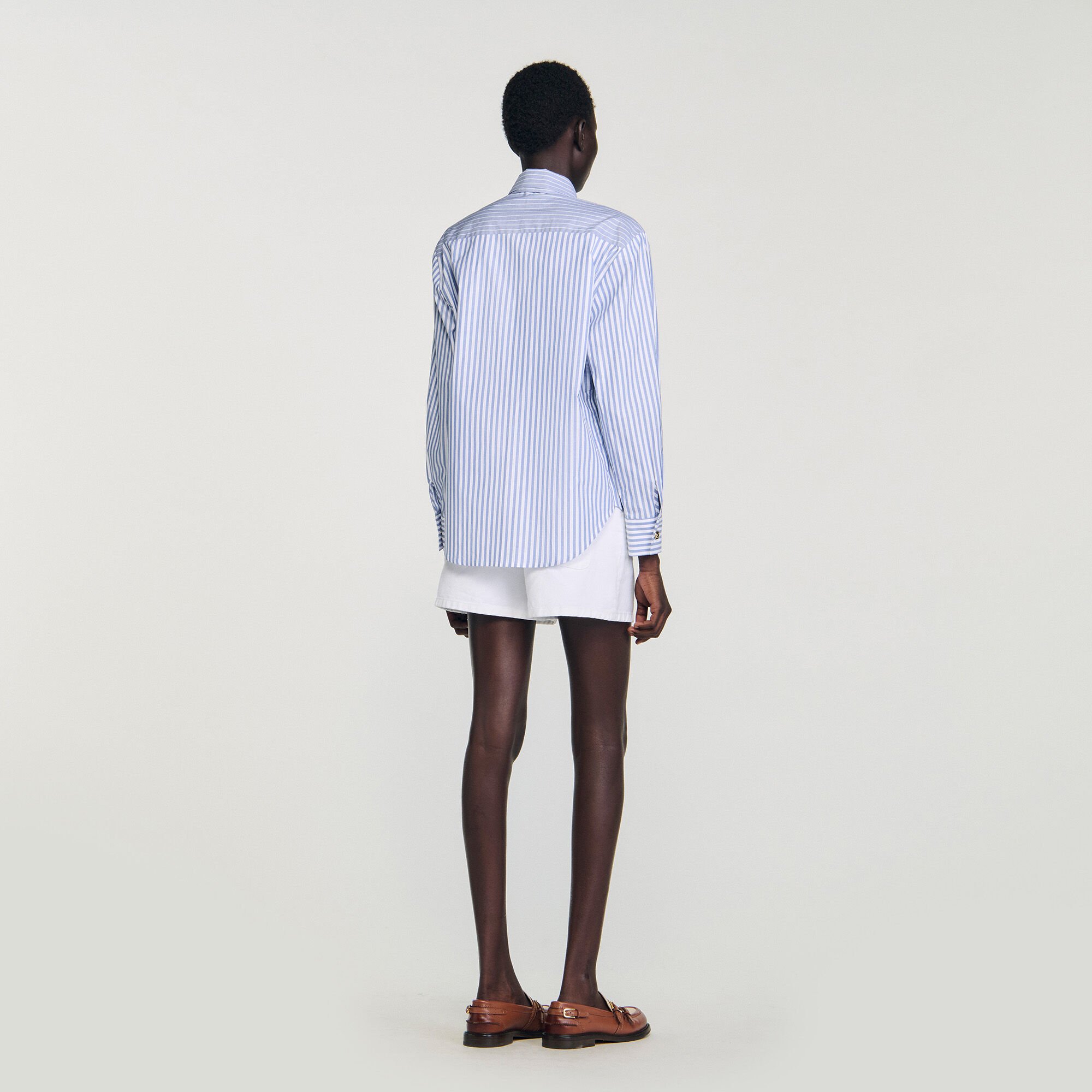 Striped shirt with removable tie