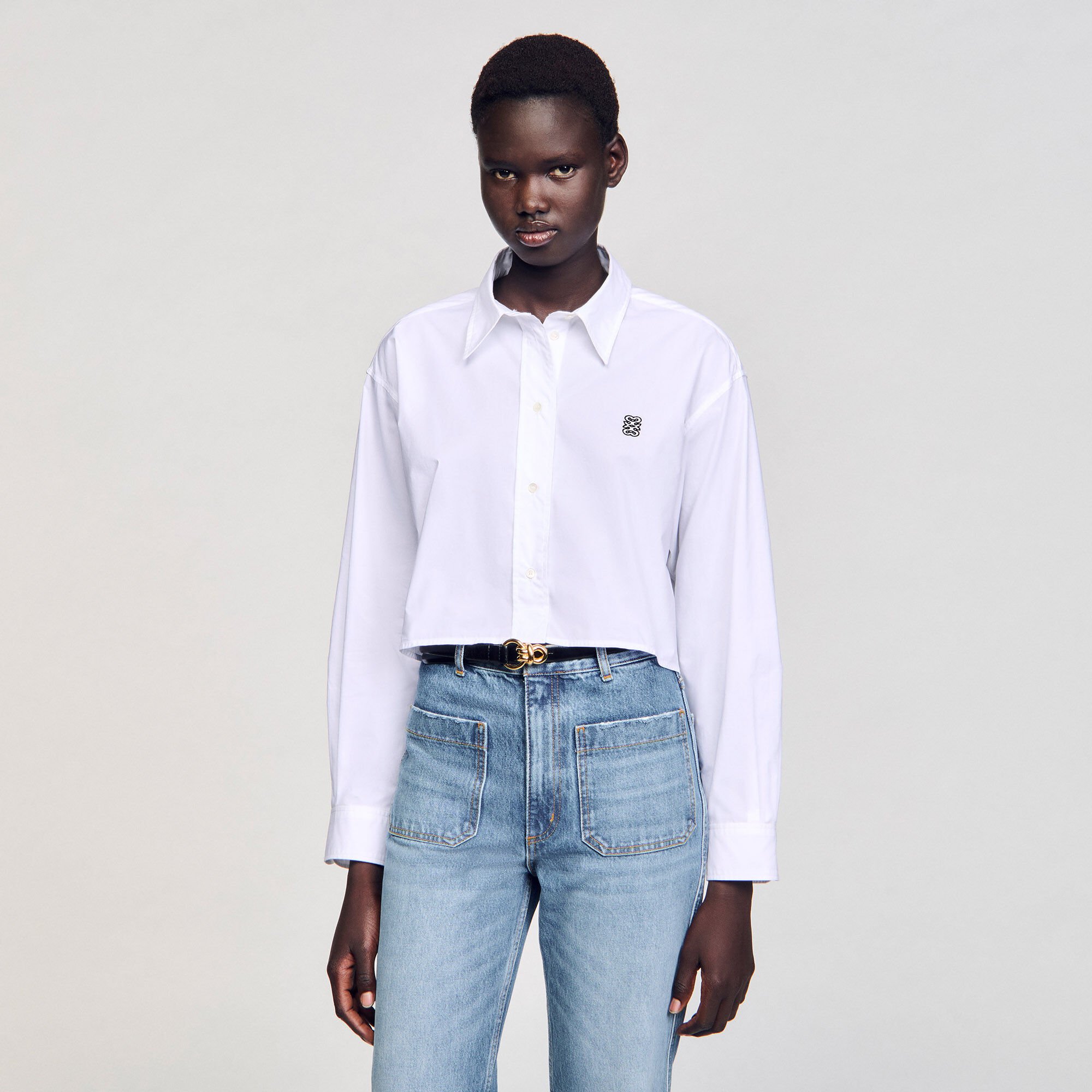 Cropped poplin shirt