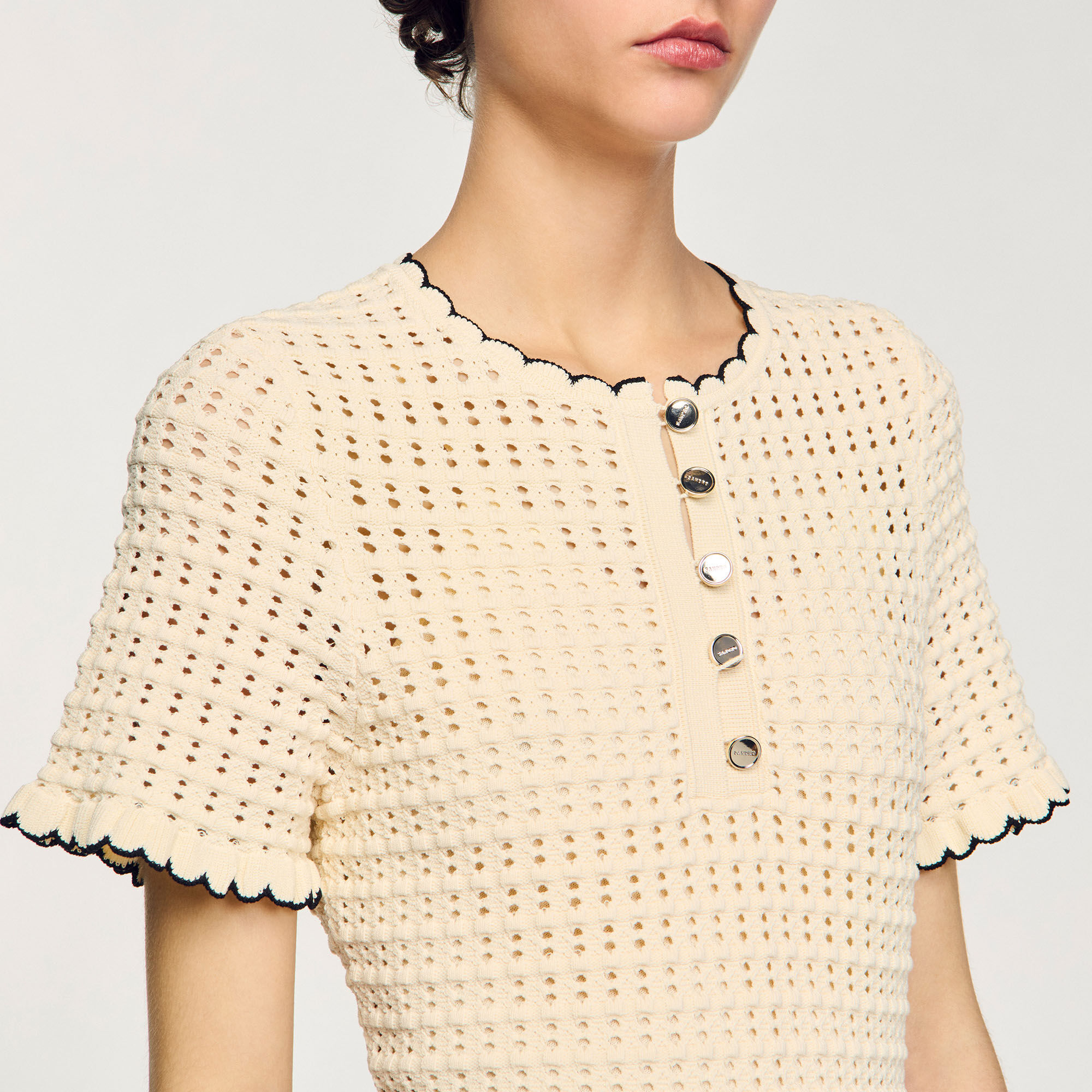 Mini knit dress white / beige For Women | Sandro Paris