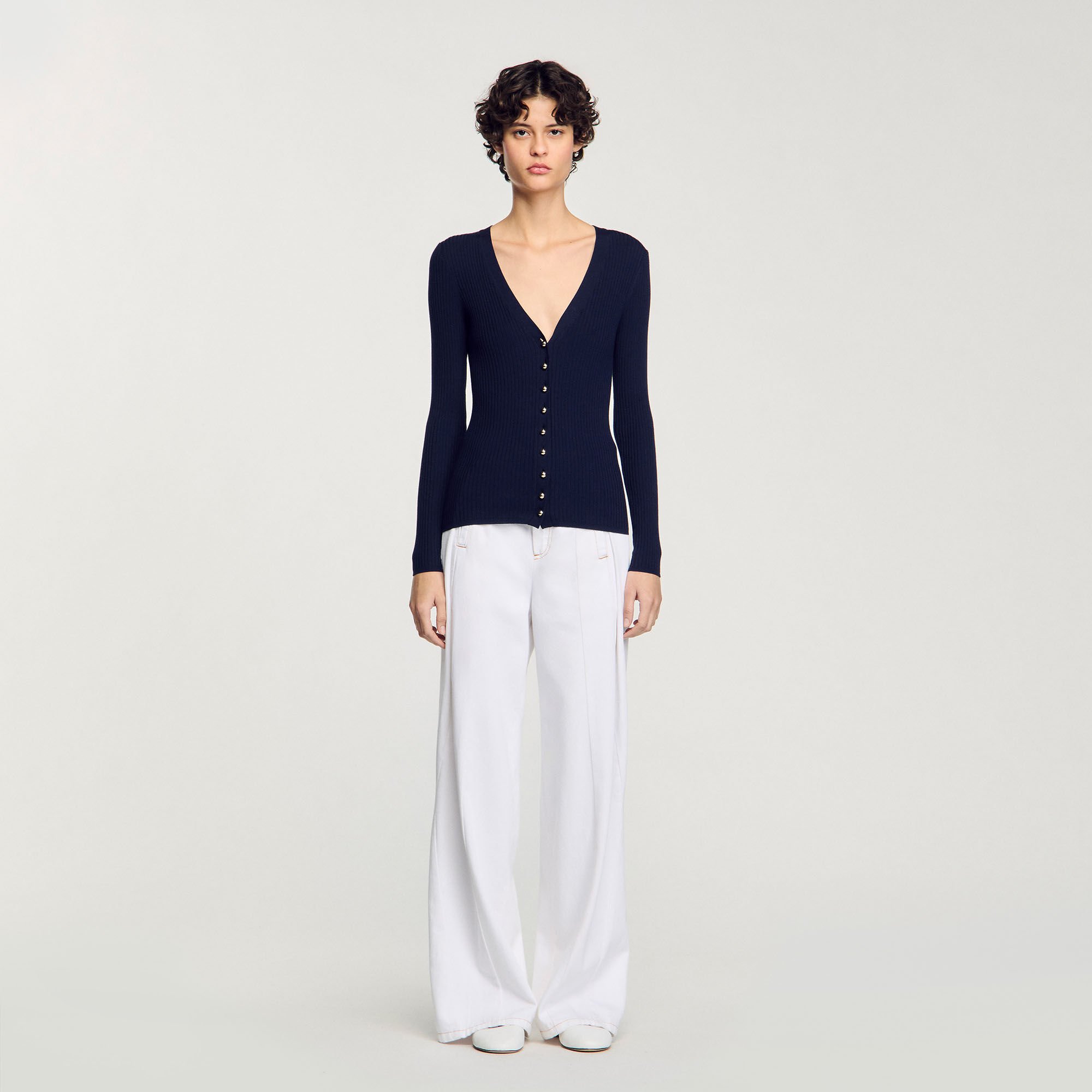 Rib knit cardigan