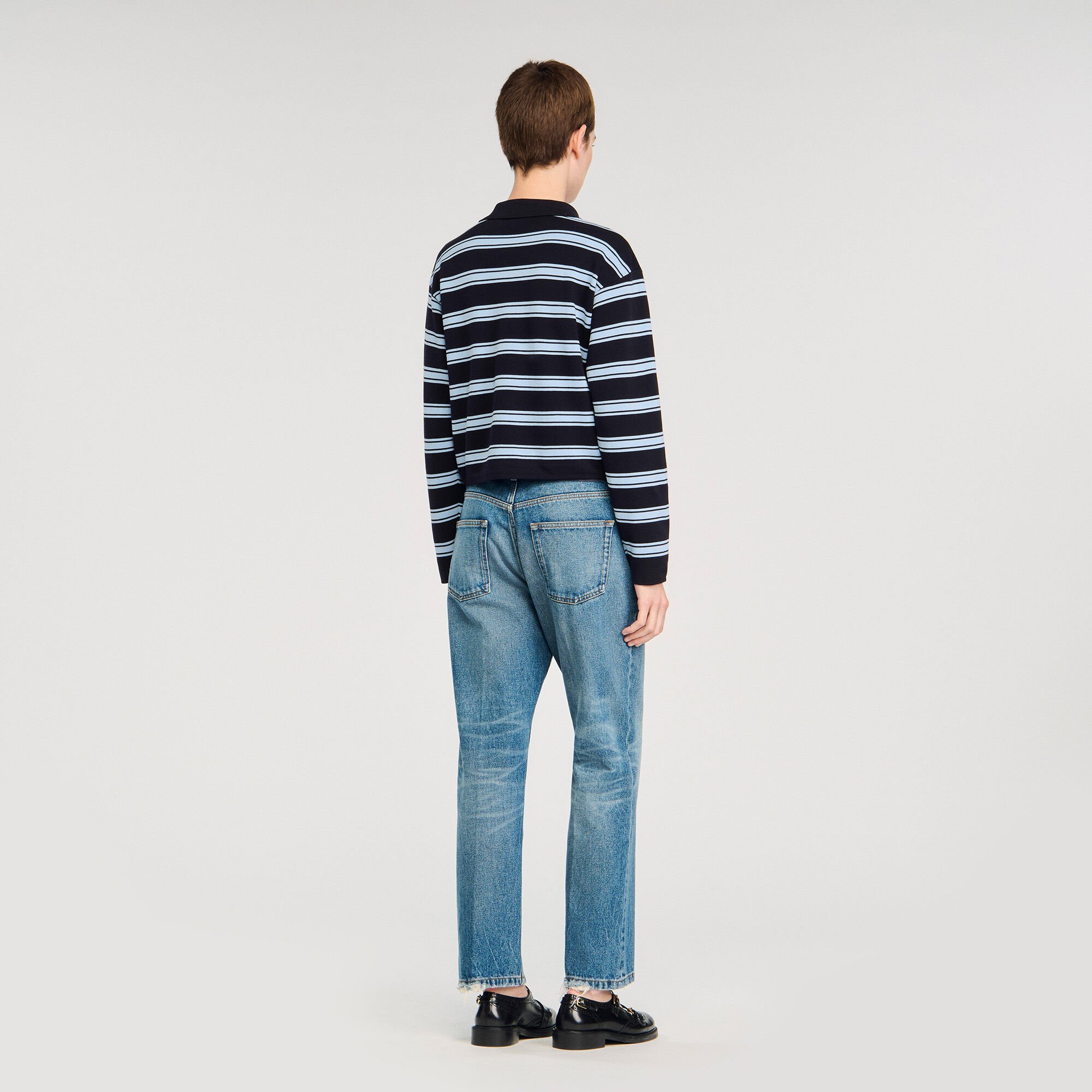 Striped polo sweater