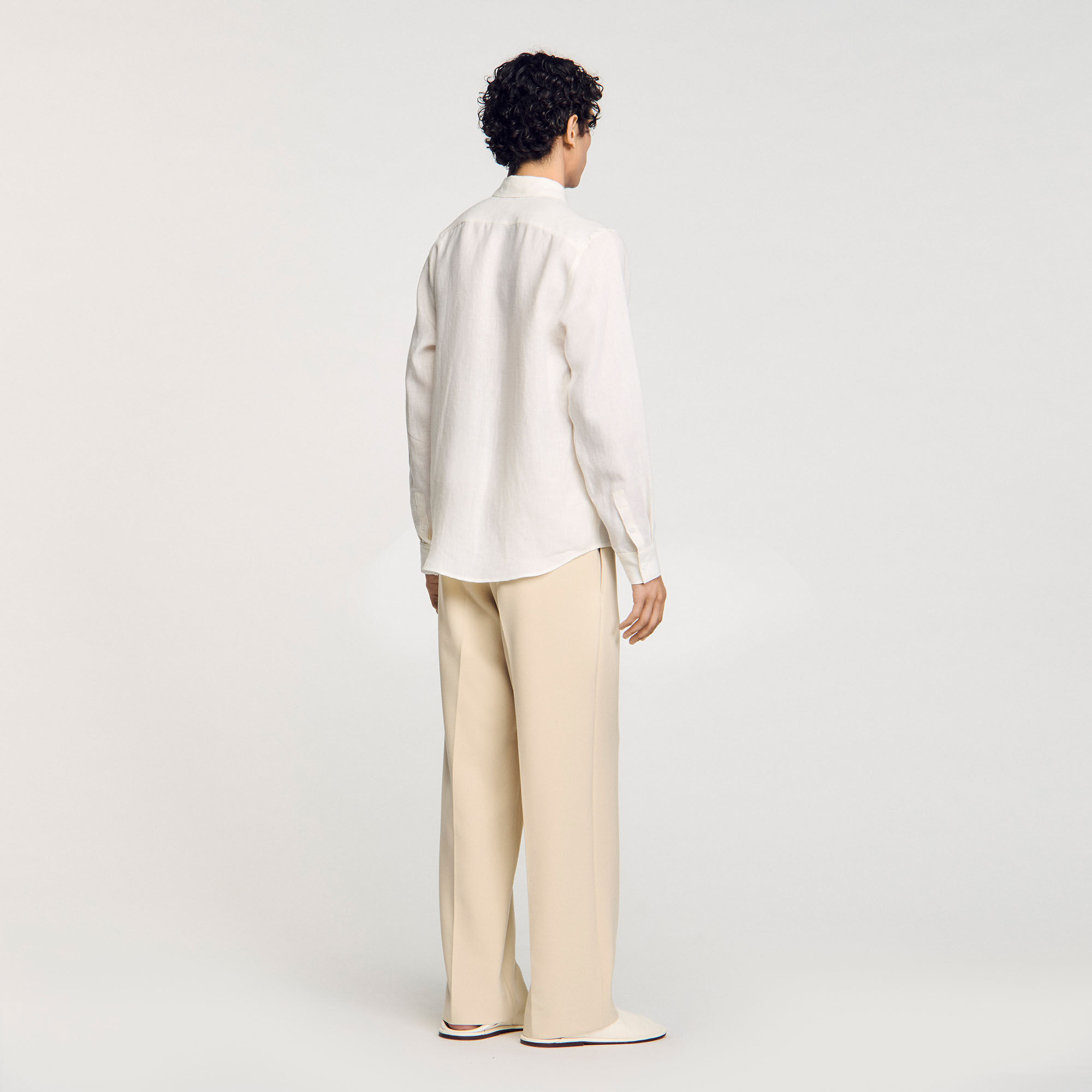 Linen shirt in Ivory. for Men | Sandro Paris
