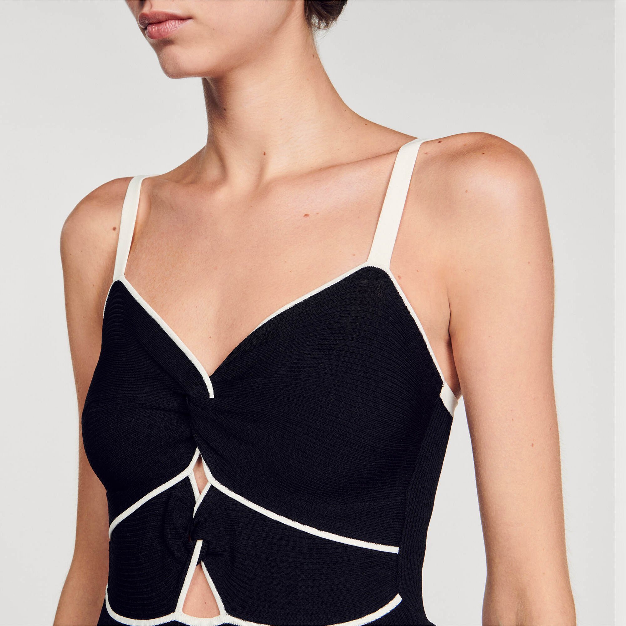 Two-tone knit bodysuit