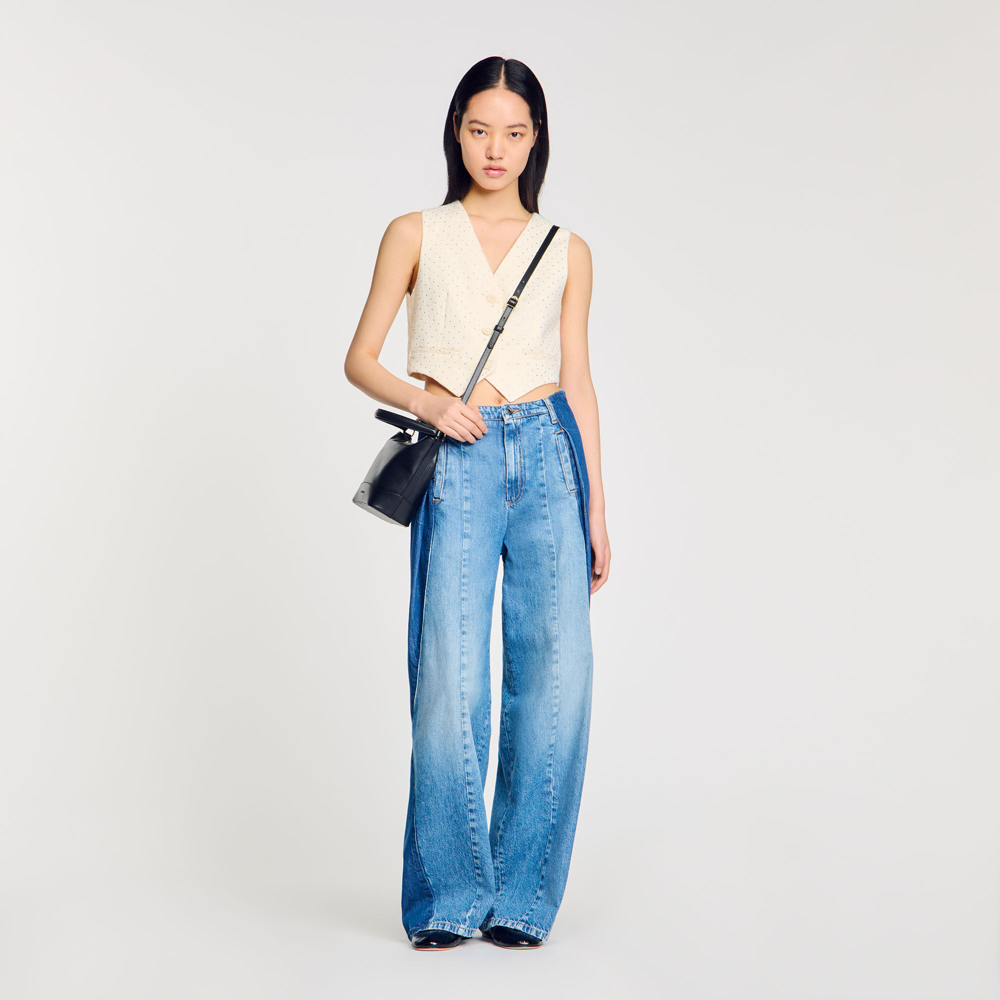 ★美品★ Sandro ジャケット SANDRO バイカラー デニムジャケット | ニュートラル | FARFETCH JP
