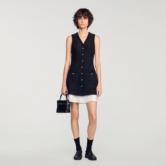 Short two-tone tweed dress - Women | Sandro