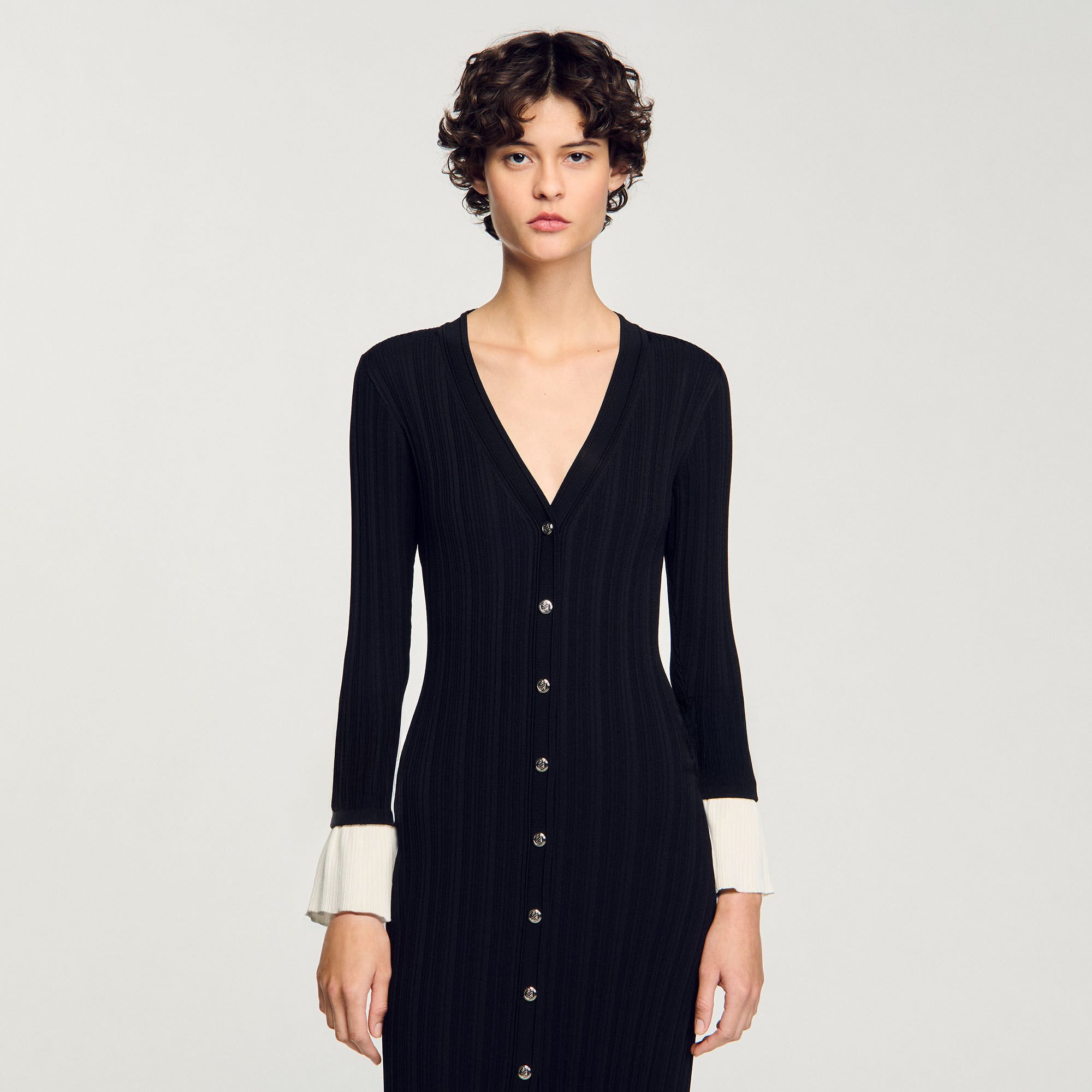 Two-tone knit maxi dress