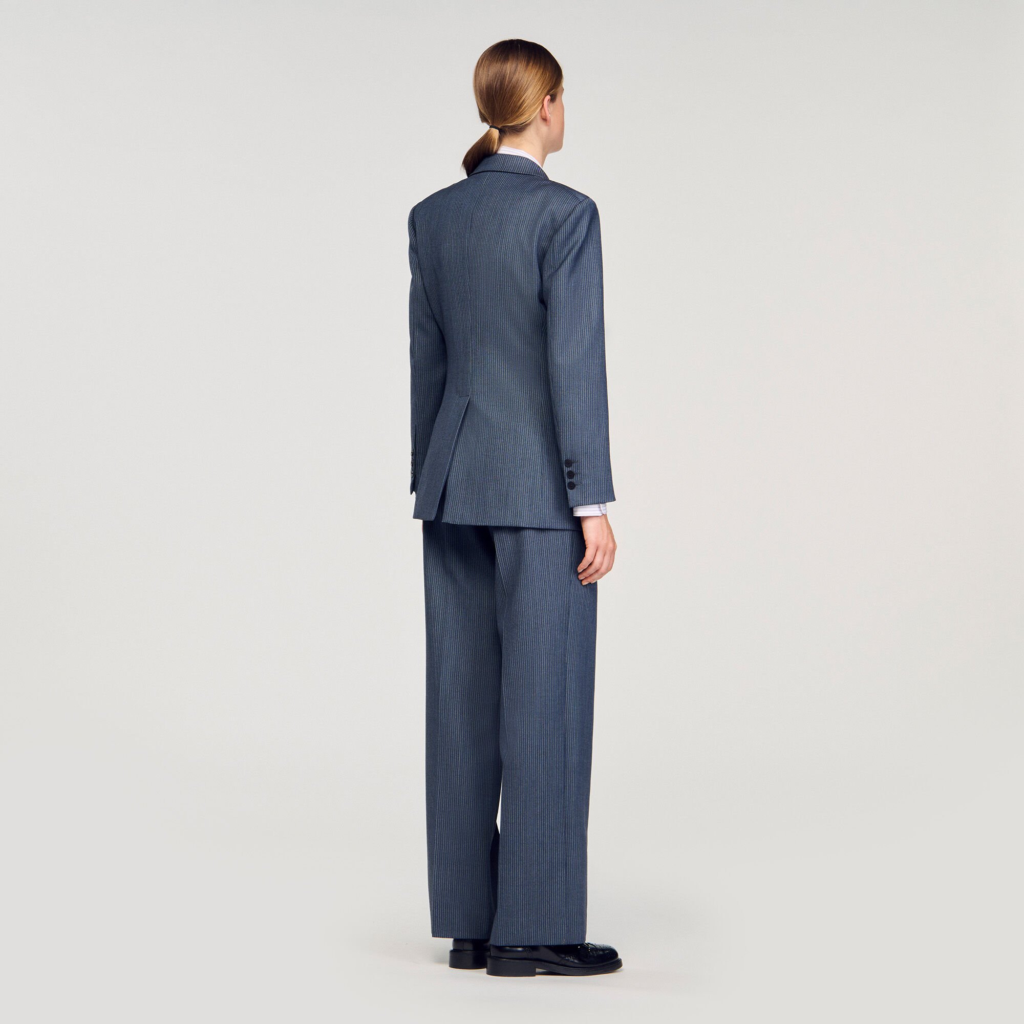 Striped tailored jacket blue For Women | Sandro Paris