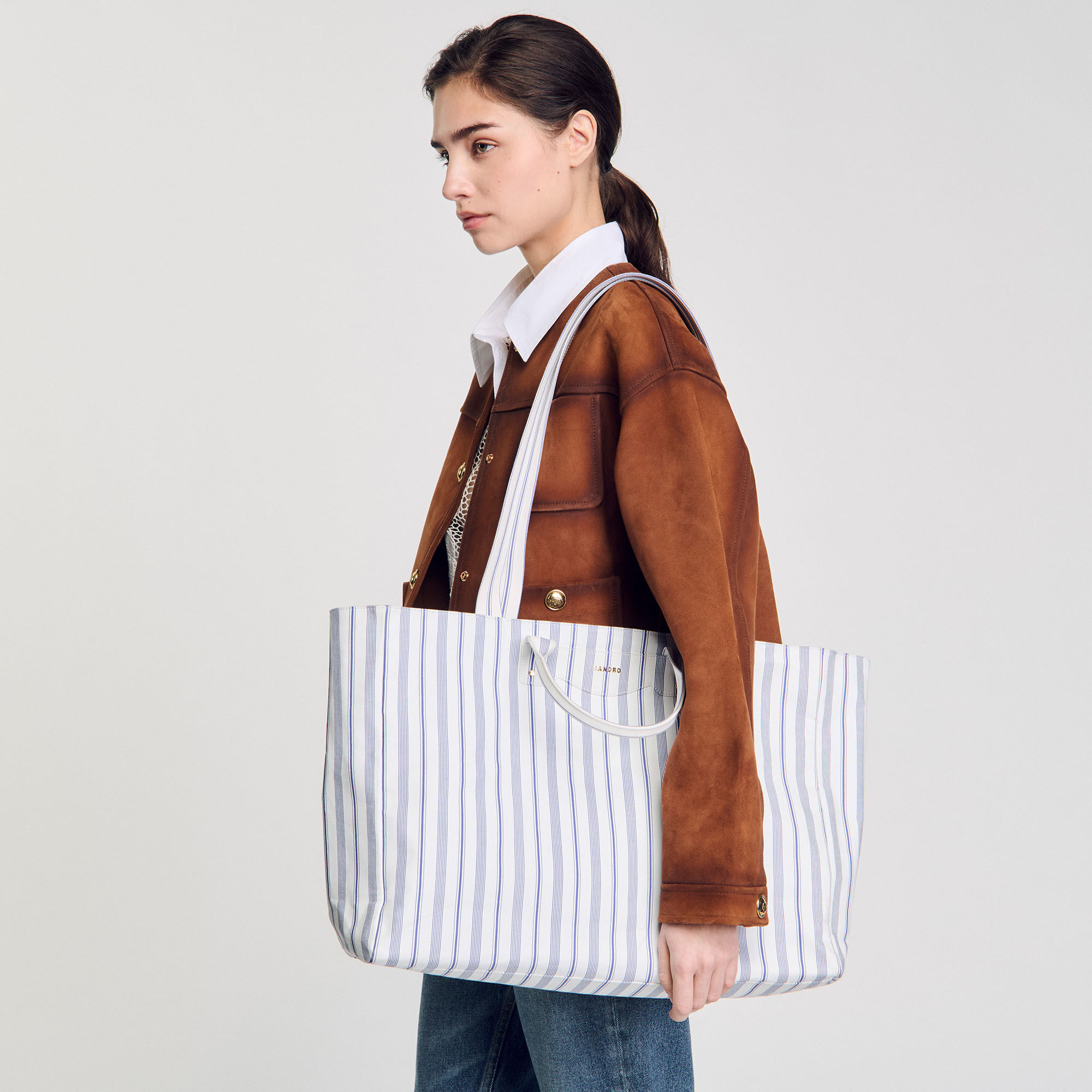 フランス発 Sandro 大人の洗練 ラージ キャンバス トートバッグ フランス発 Sandro 大人の洗練 ラージ キャンバス トートバッグ