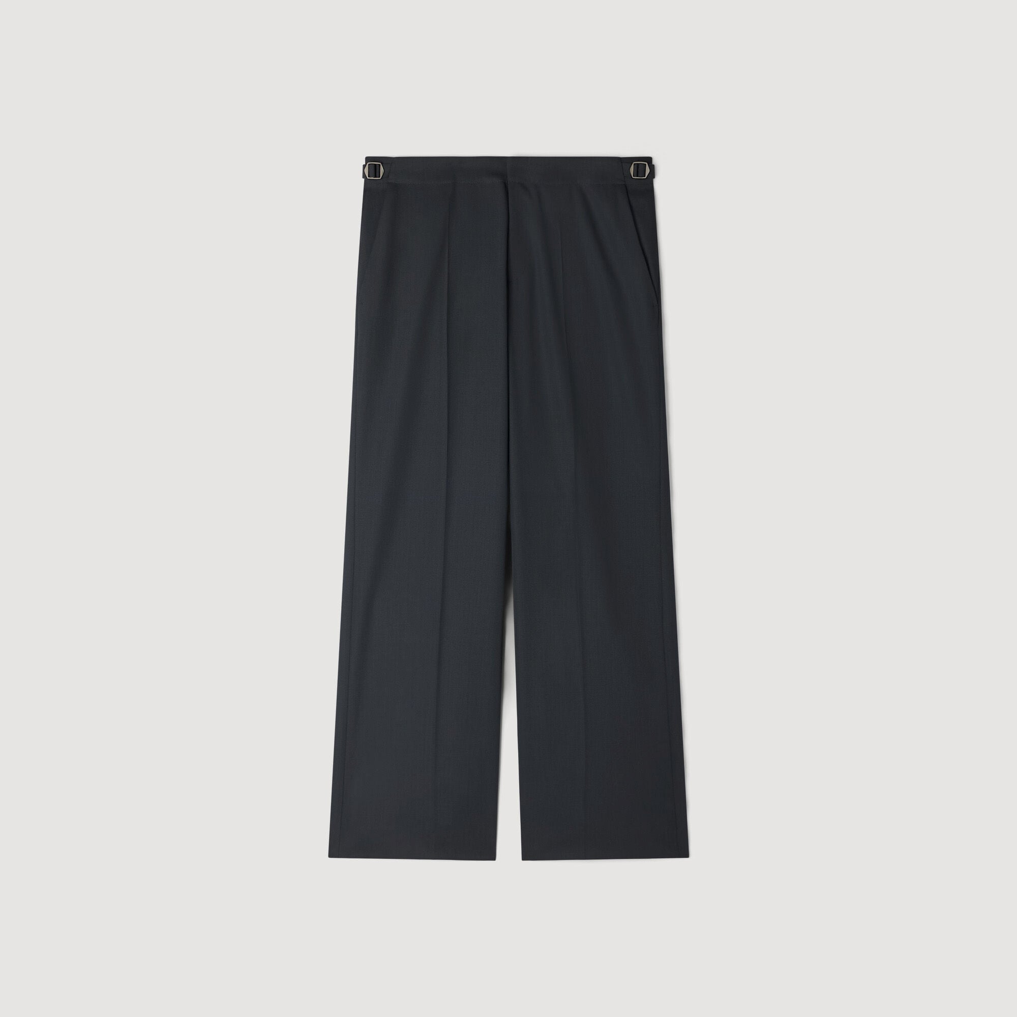Wide-leg wool trousers with buckles in Dark grey for Men | Sandro