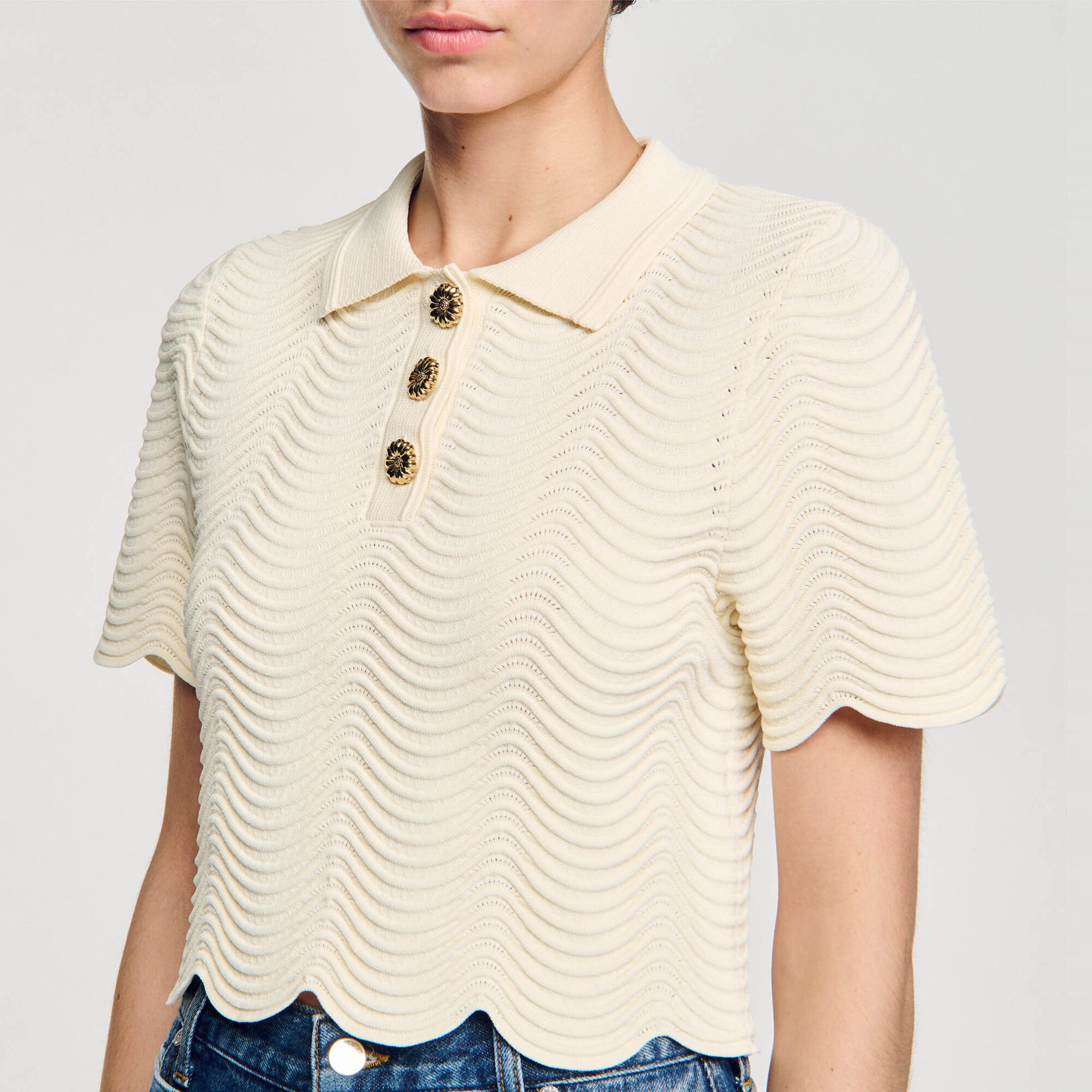 Cropped knit sweater