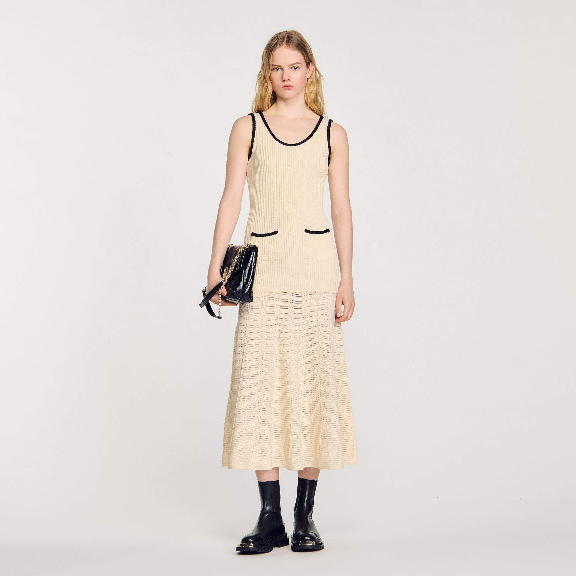 Ameri（アメリ）の「MEDI TAPE YARN KNIT DRESS（ワンピース
