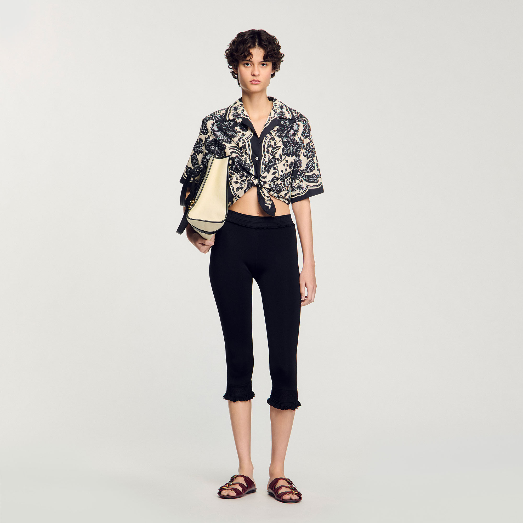 【売れ筋】 Floral Paris Sandro | Women For beige / white shirt motif トップス