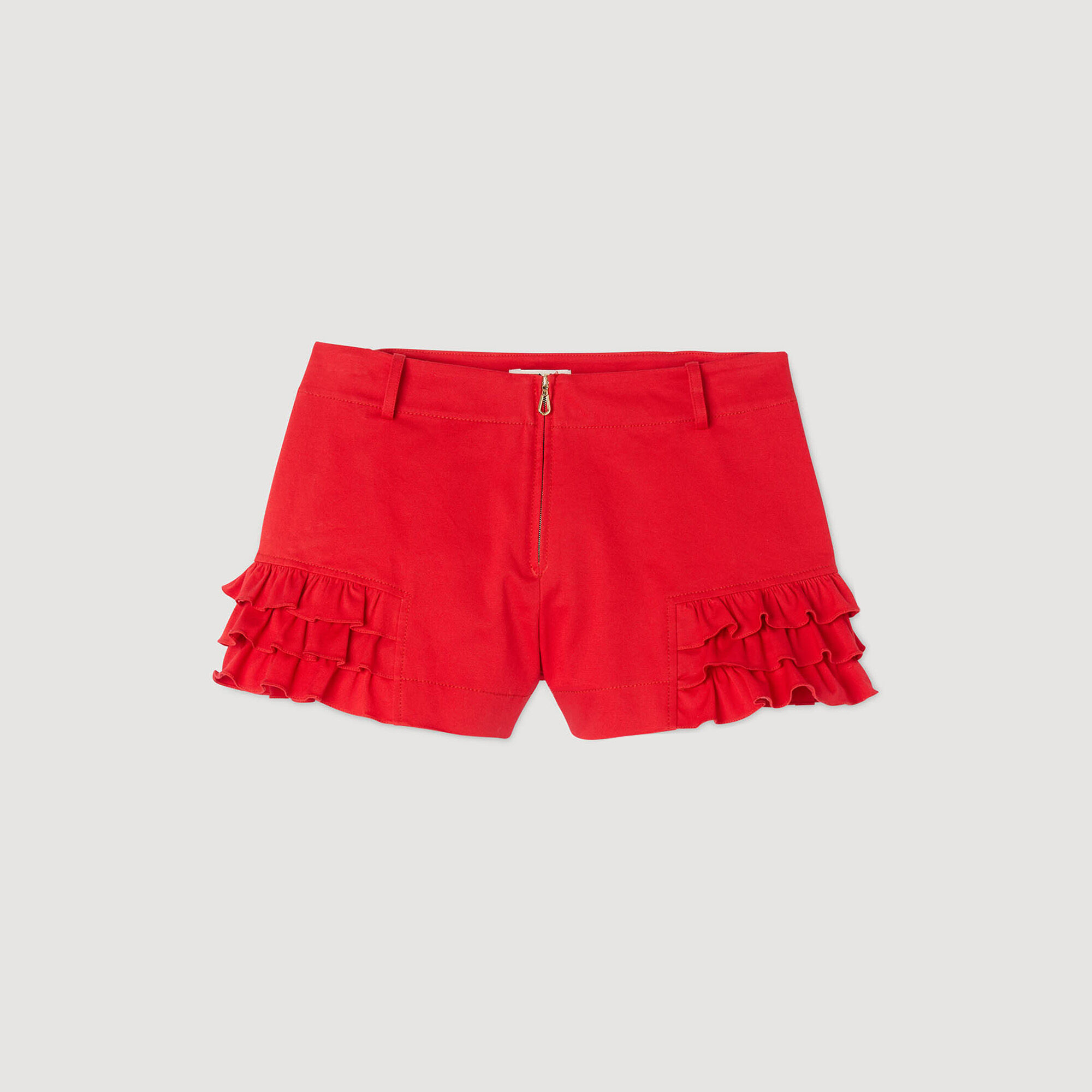 Flared ruffled shorts