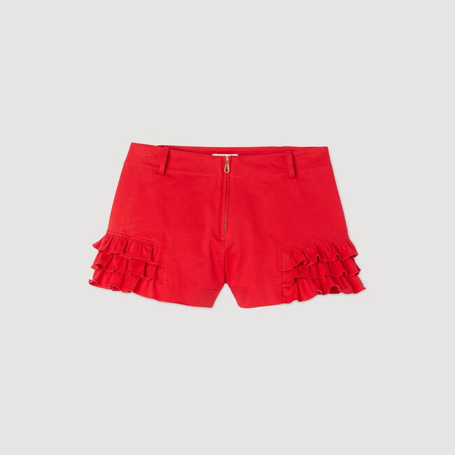 Flared ruffled shorts