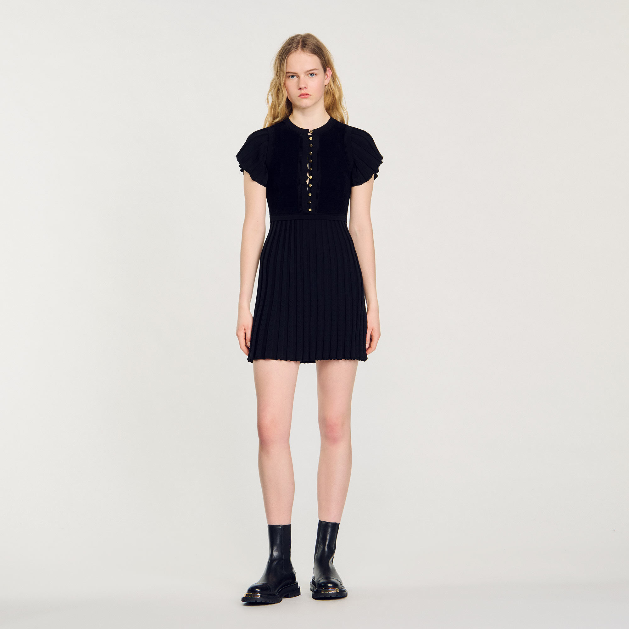Pleated knit dress