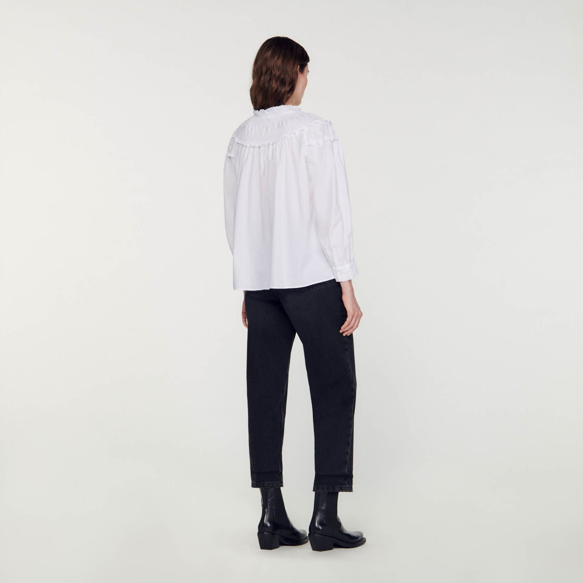 Smocked-collar blouse