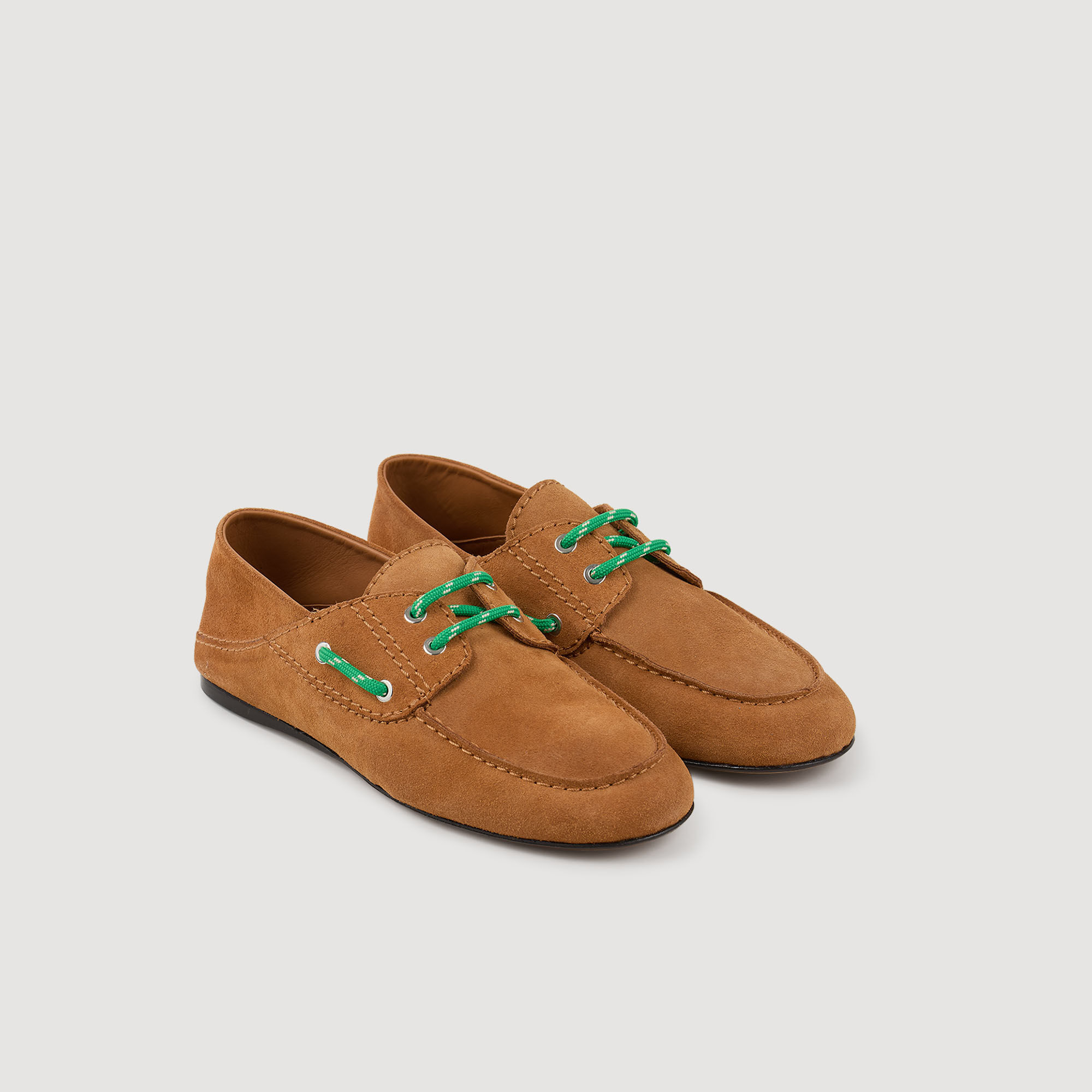 ビューティーアンドユース SC French boat shoes Suede boat shoe loafers white / beige For Women | Sandro Paris