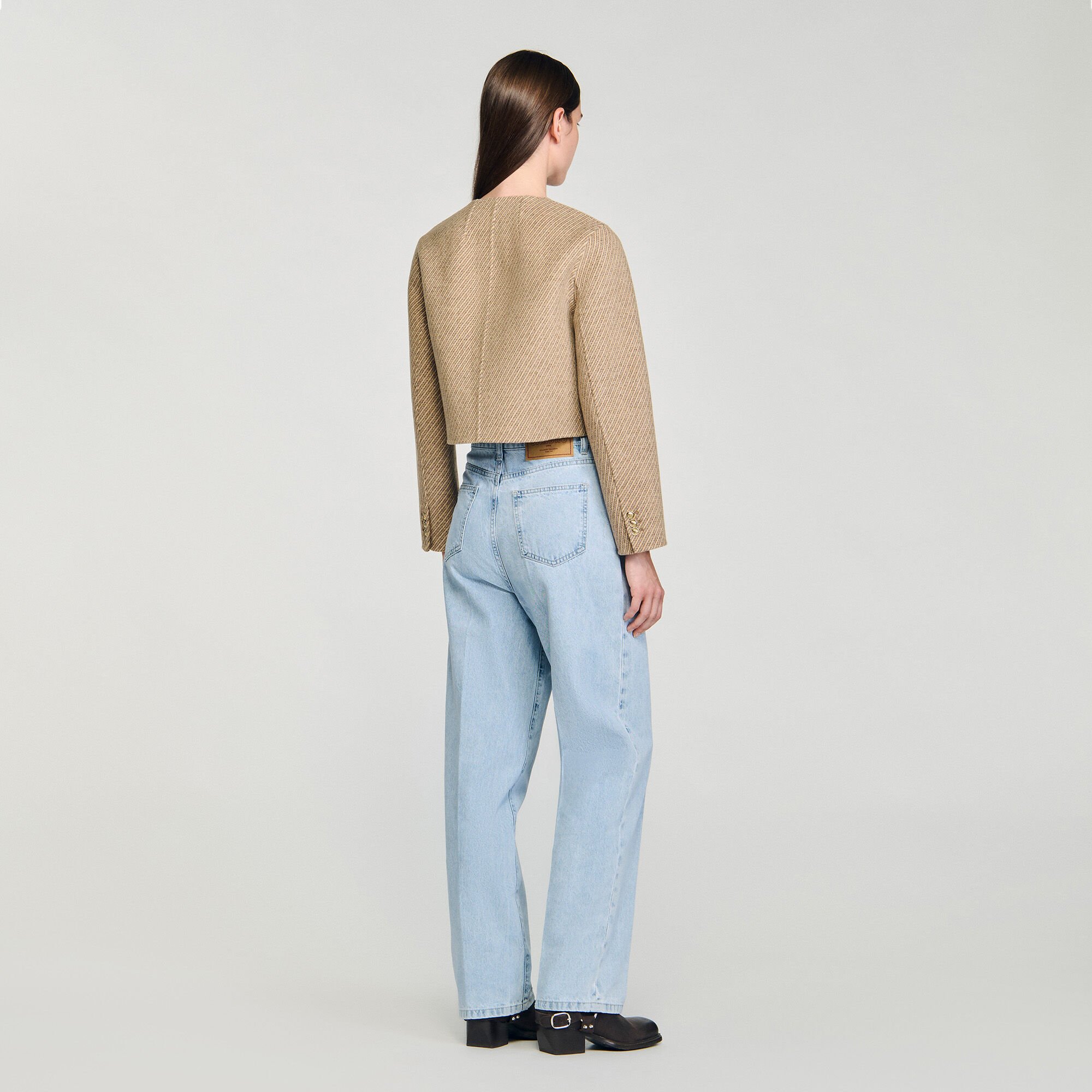 Cropped button-down jacket