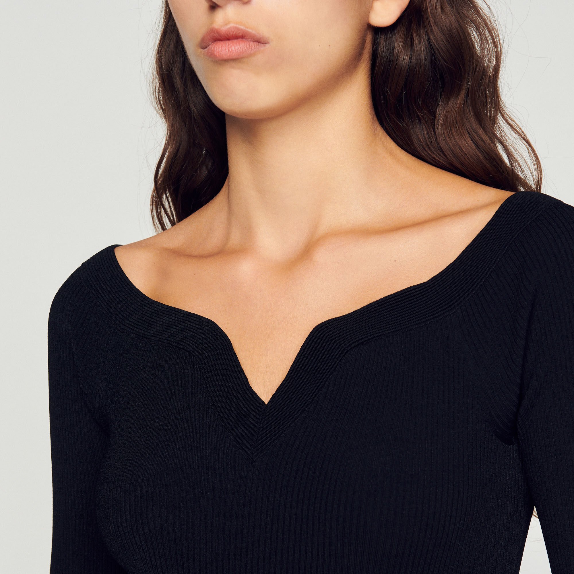 Knit bodysuit with sweetheart neck