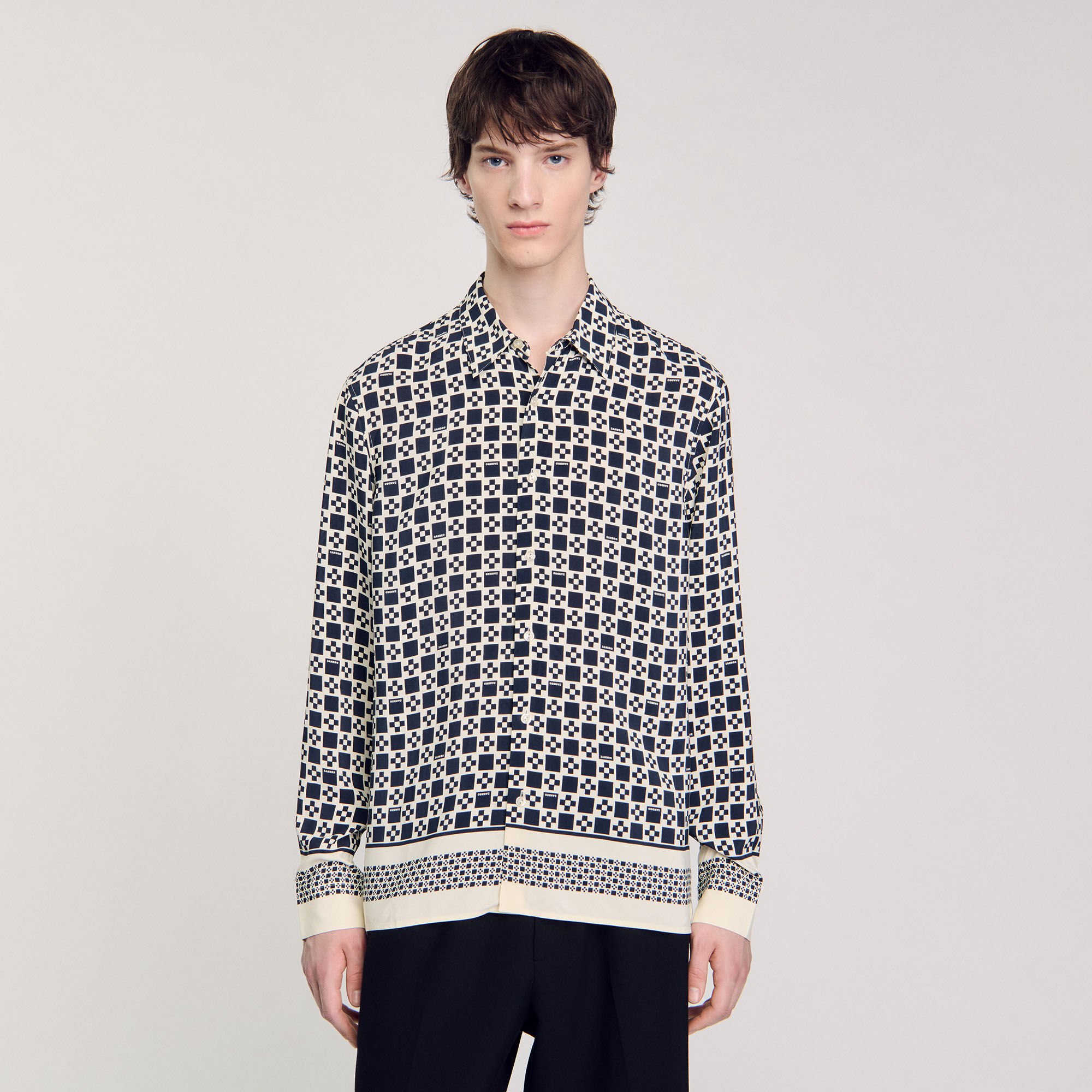 Square cross motif flowing shirt