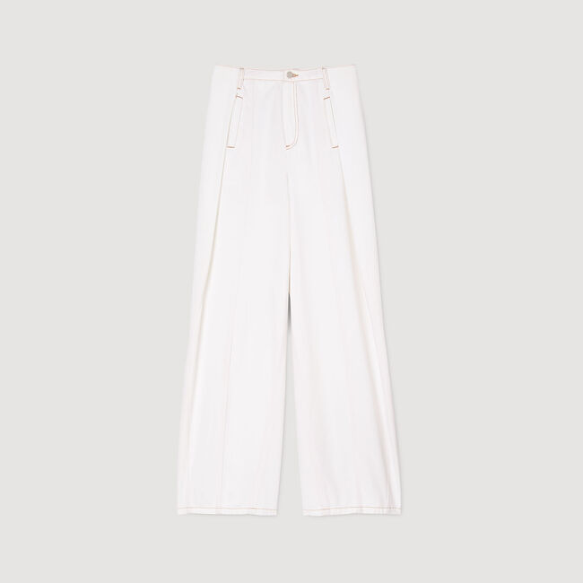Topstitched wide-leg jeans