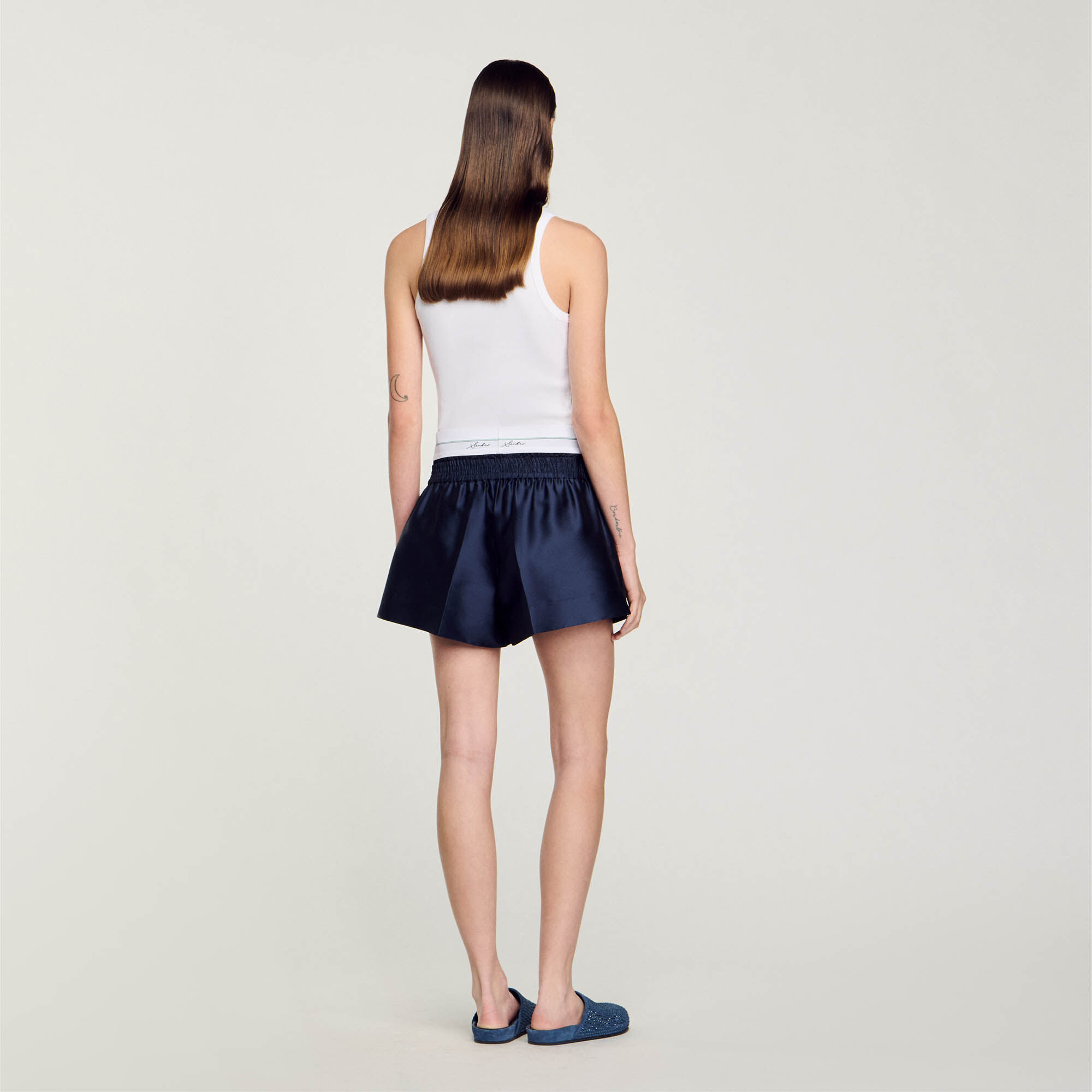 Satin Shorts With Double Waistband