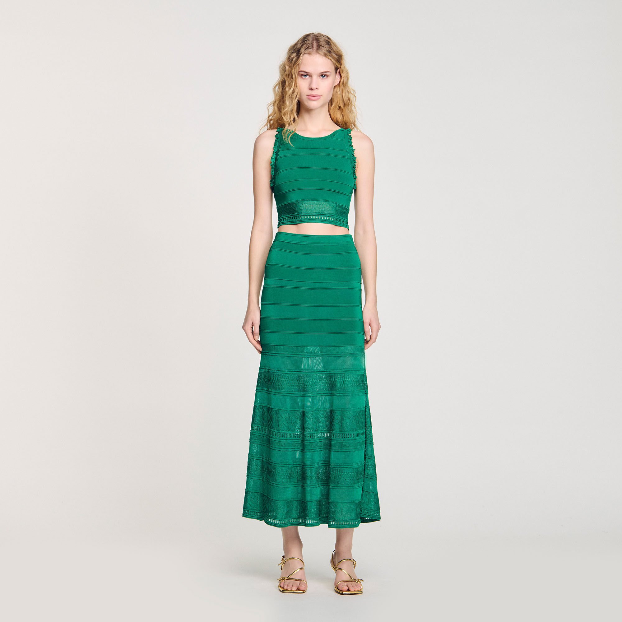 SANDRO 売れ筋商品|||サンドロ Tシャツ トップス レディース Tops Green Sleeveless top green For Women | Sandro Paris
