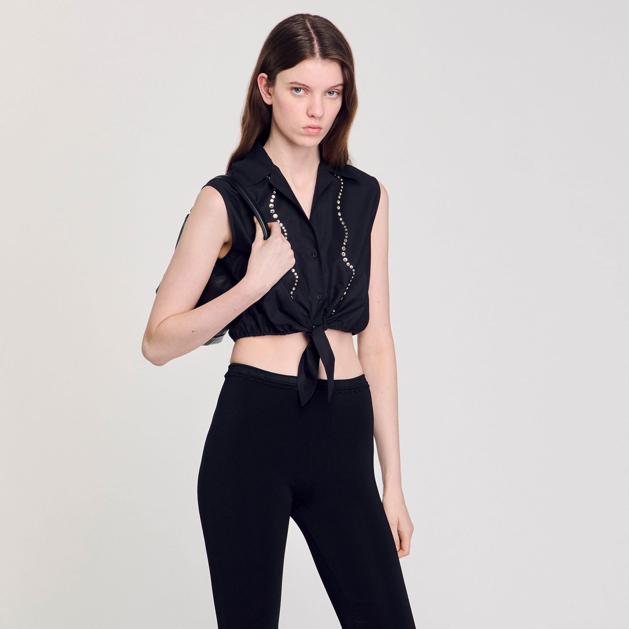 Rhinestone cropped shirt