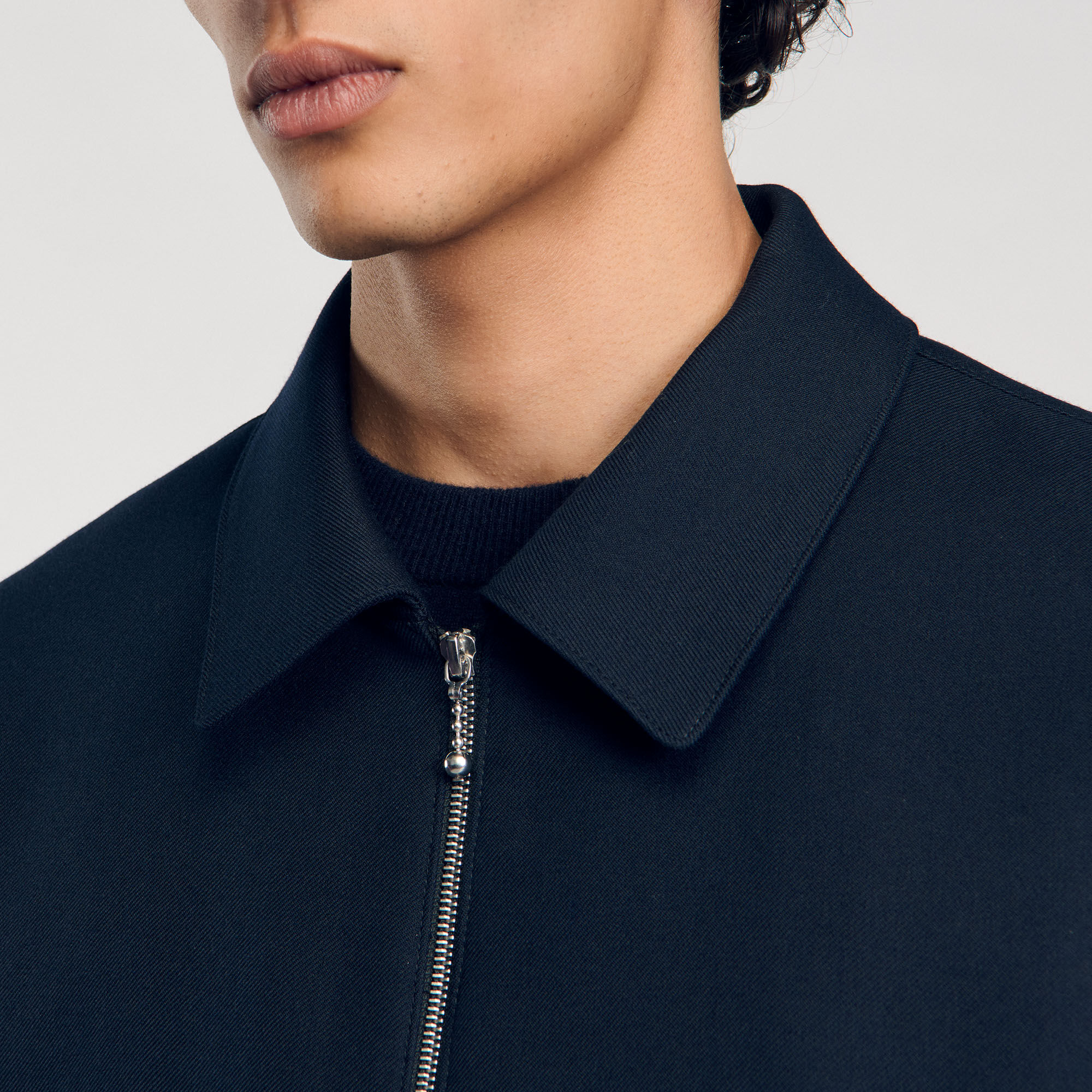 Zip-up jacket blue for Men | Sandro Paris