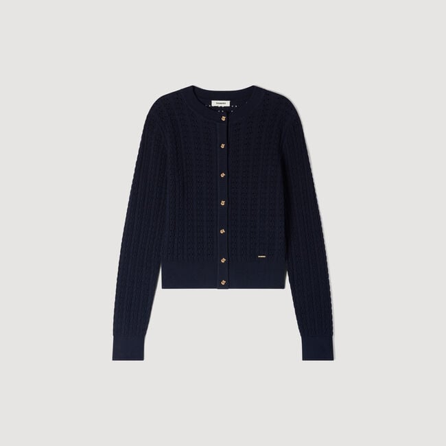 Cropped textured knit cardigan