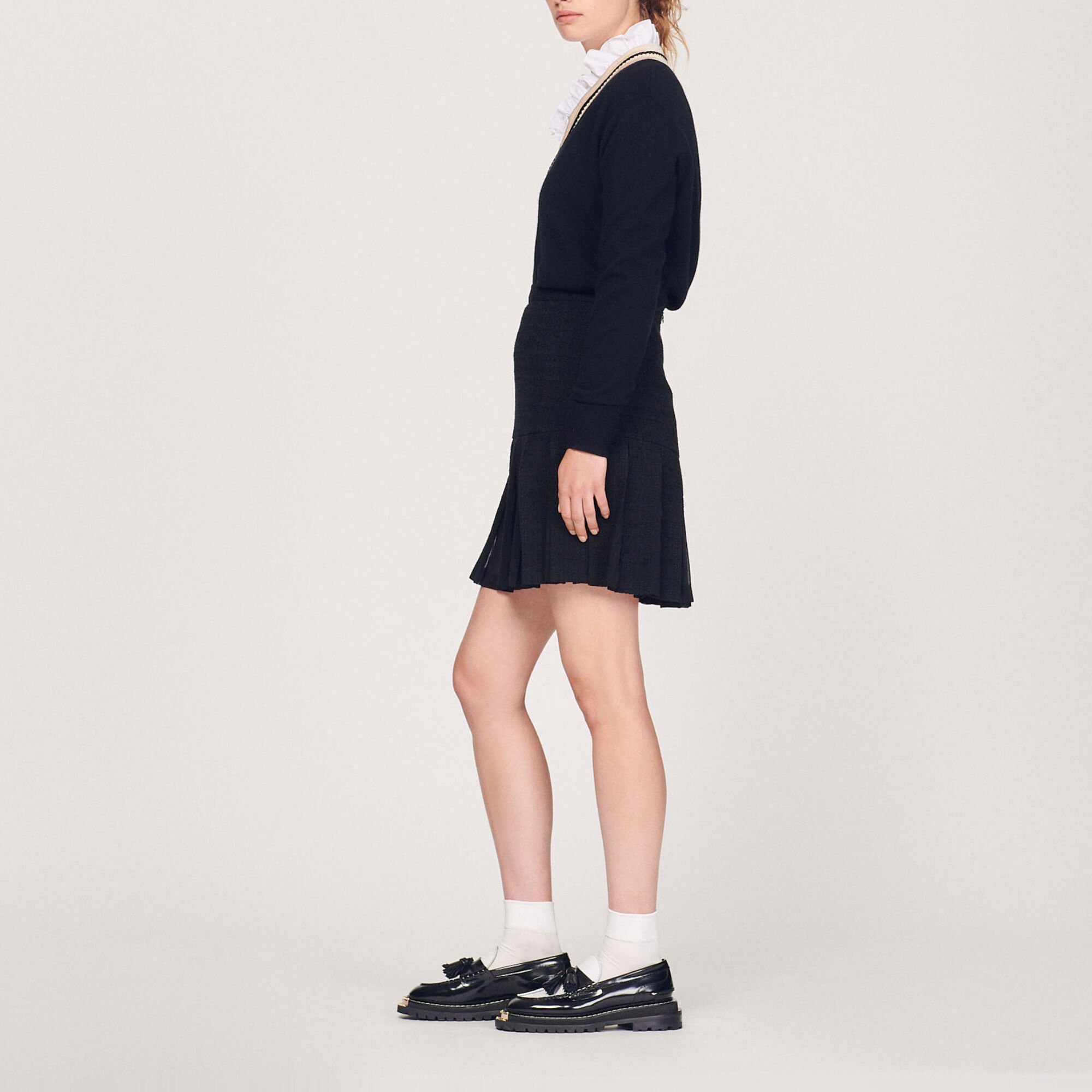Pleated tweed skirt