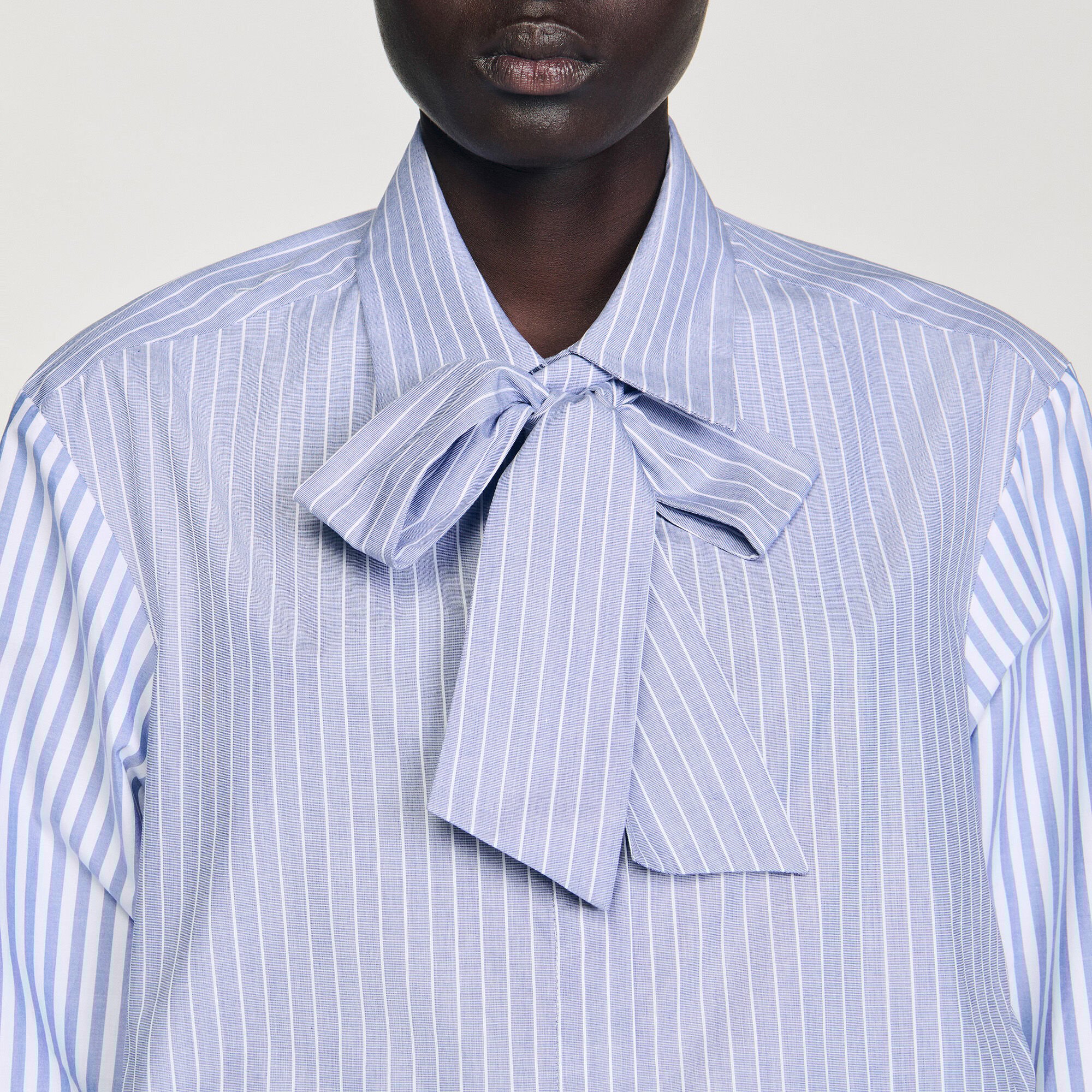 Striped shirt with removable tie
