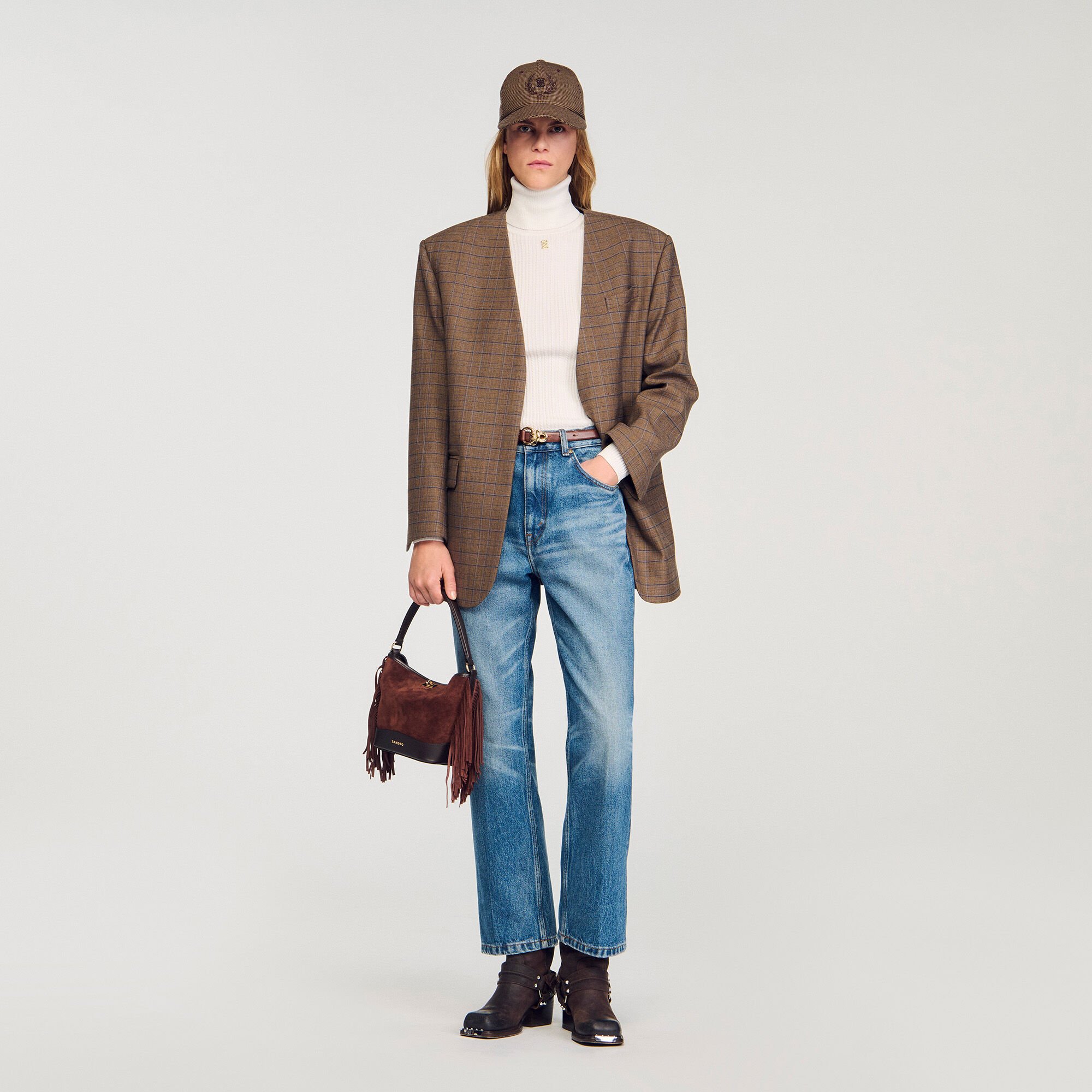 Cable-knit turtleneck sweater