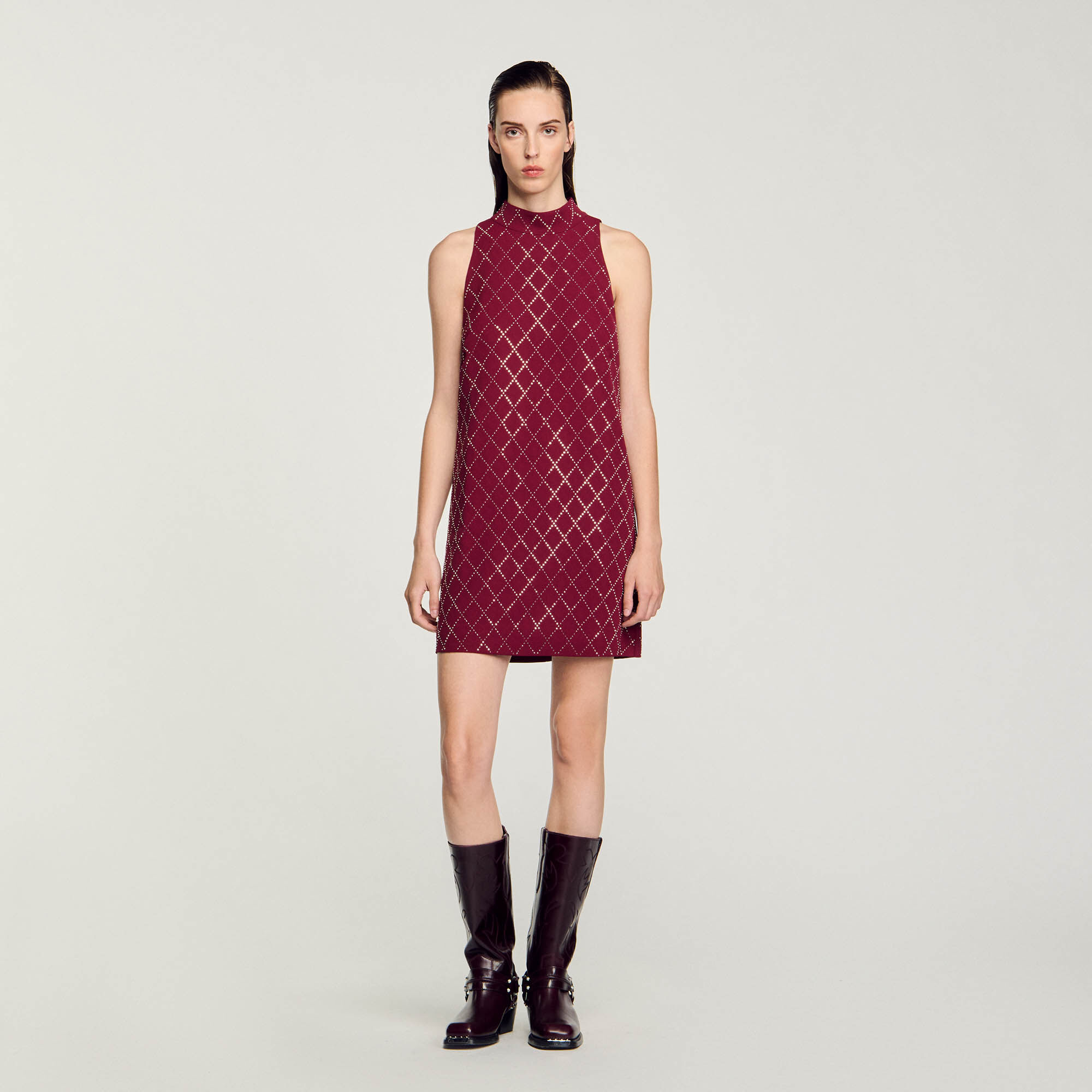 Studded diamond short dress