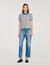 Cardigan with denim collar