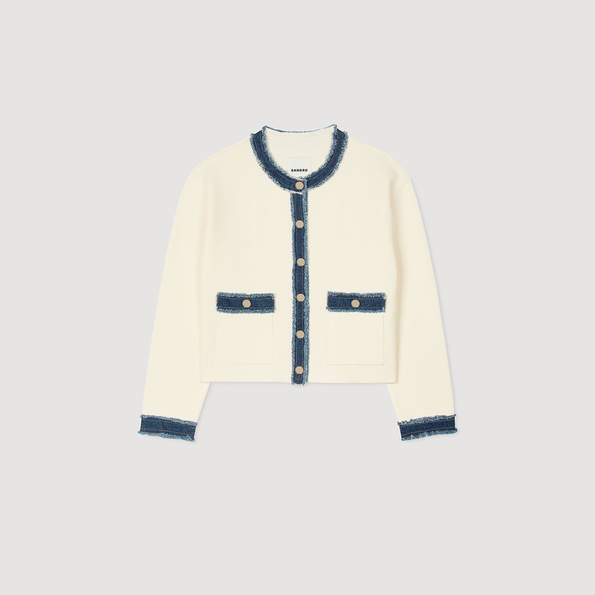 Cardigan with denim details