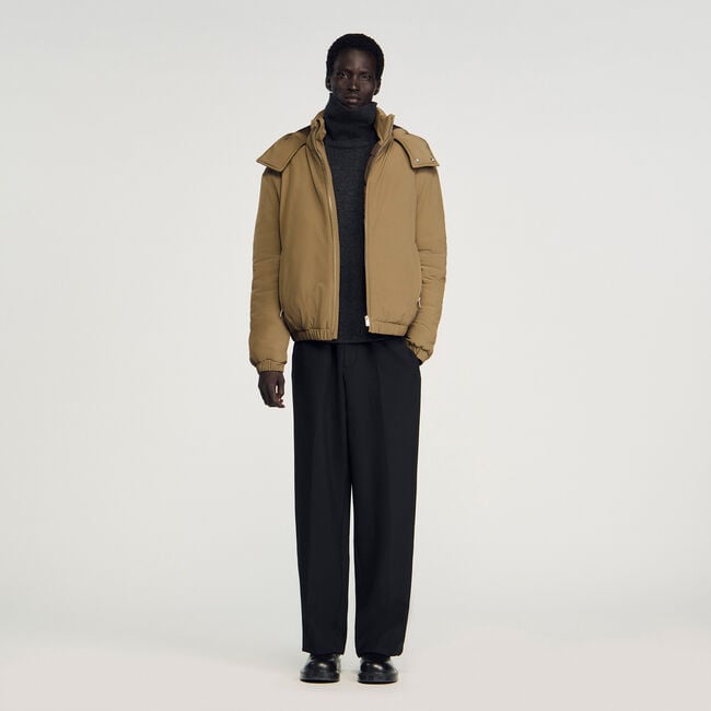 Puffer jacket with removable hood