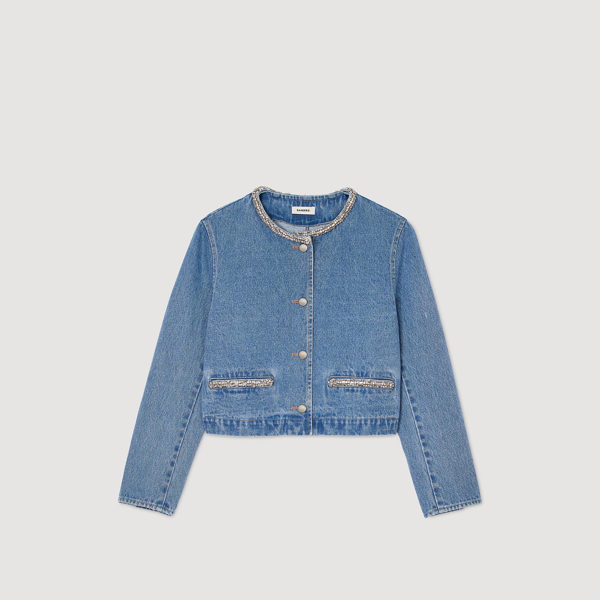 【SANDRO】Denim Jacket with Studs Sandro Denim Jacket with Studs | Saks Fifth Avenue
