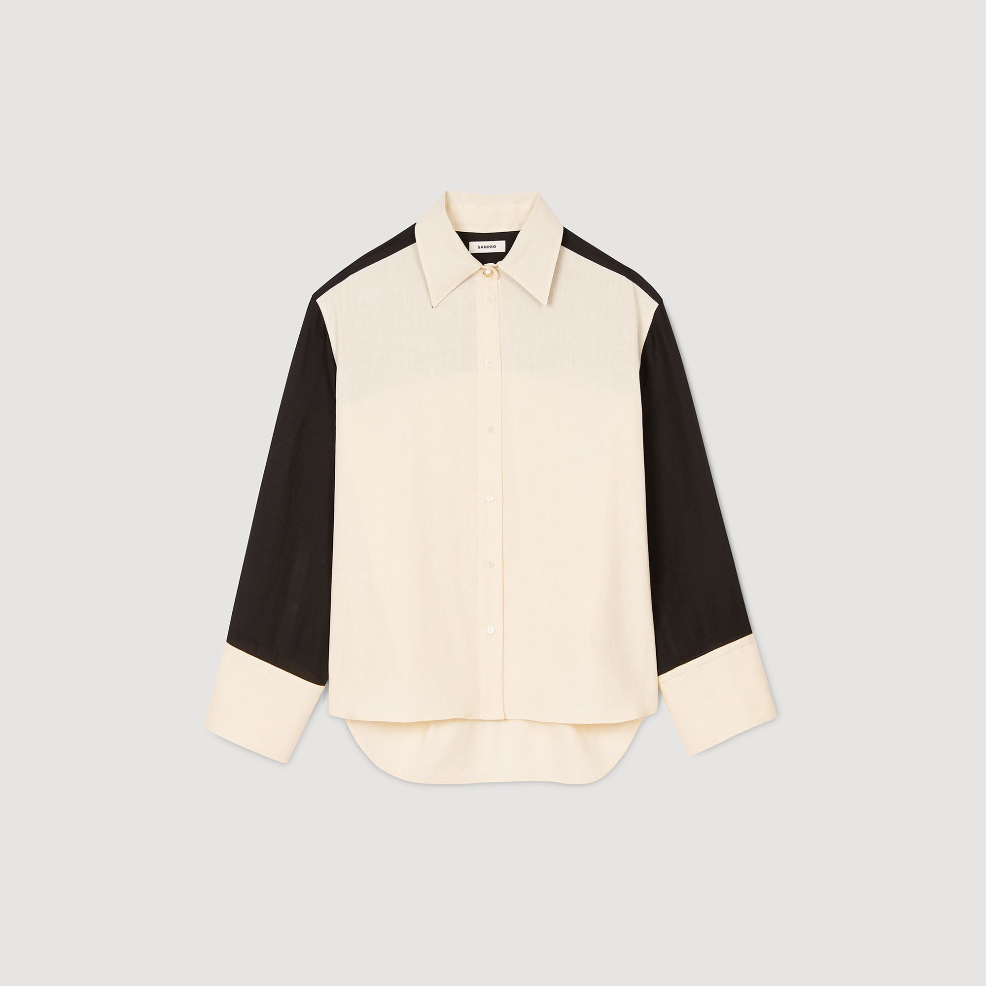 Two-tone shirt white / beige For Women | Sandro Paris