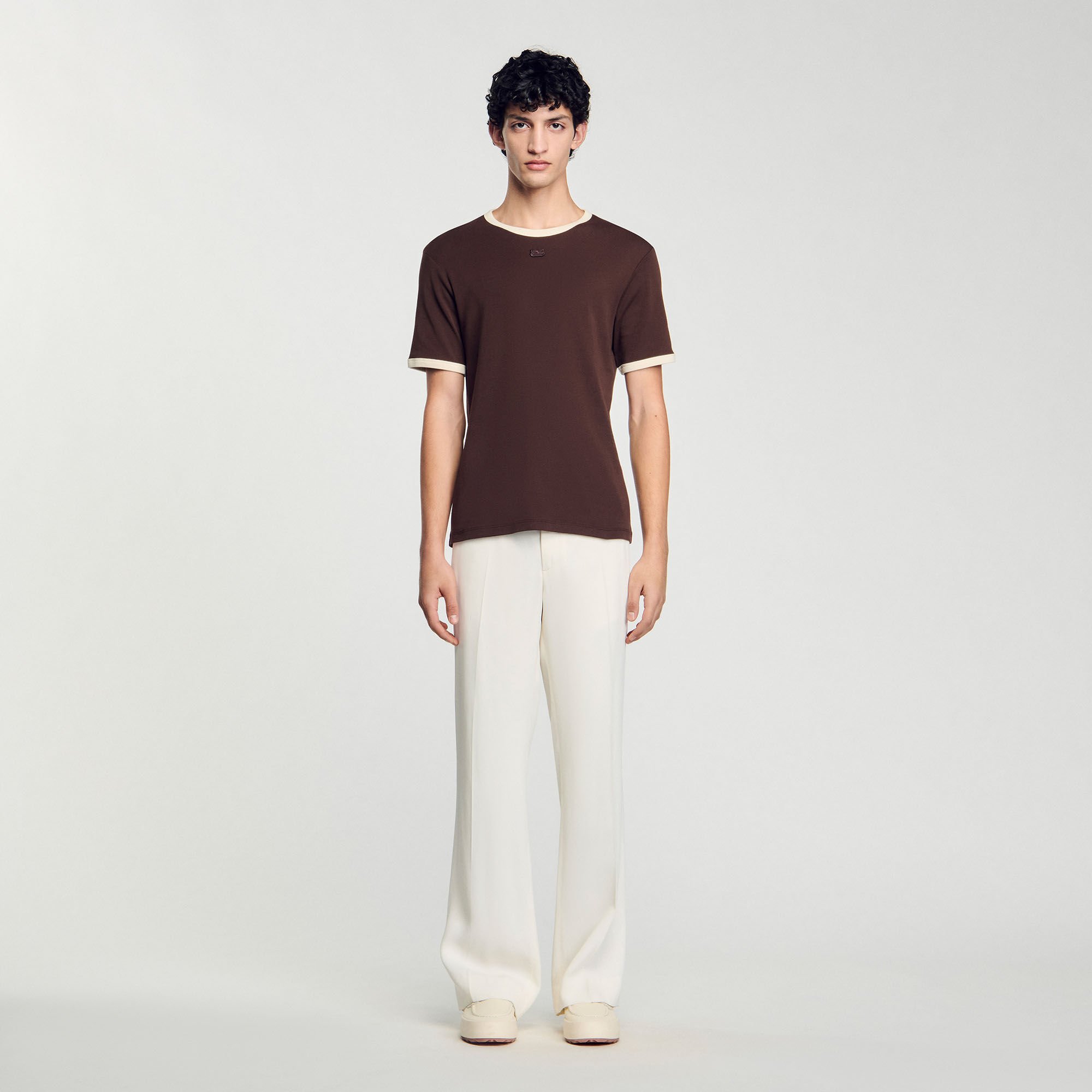 Two-tone patch T-shirt
