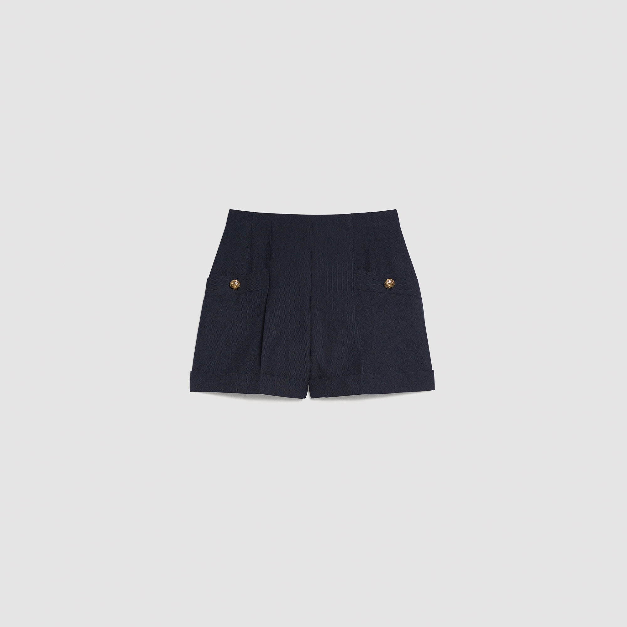 Shorts with turn-ups blue For Women | Sandro Paris Shorts with turn-ups blue For Women | Sandro Paris