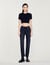 Straight-cut jeans with raw edges